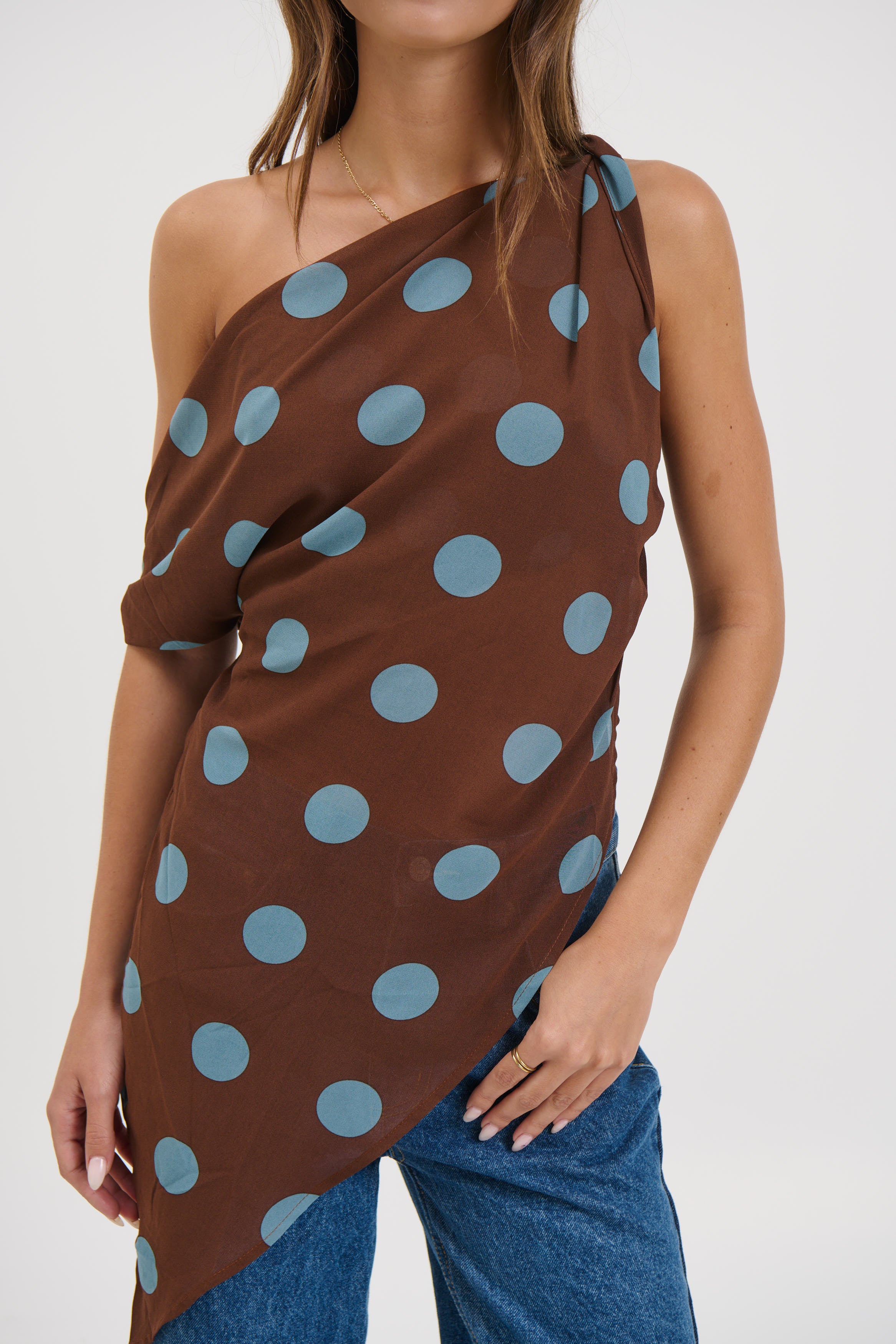 Shay Asymmetrical Top Chocolate