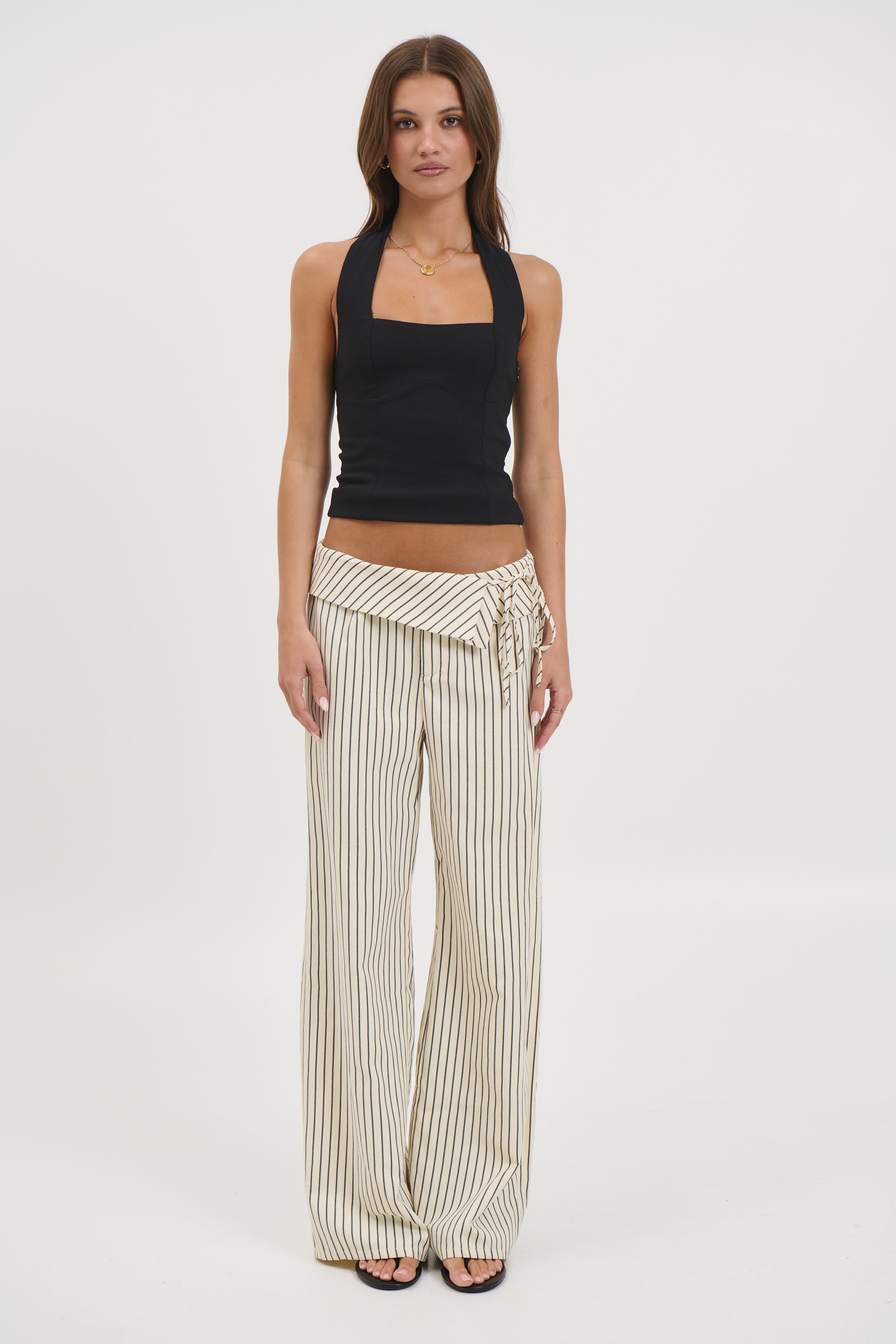 Gemma Pant Beige Stripe