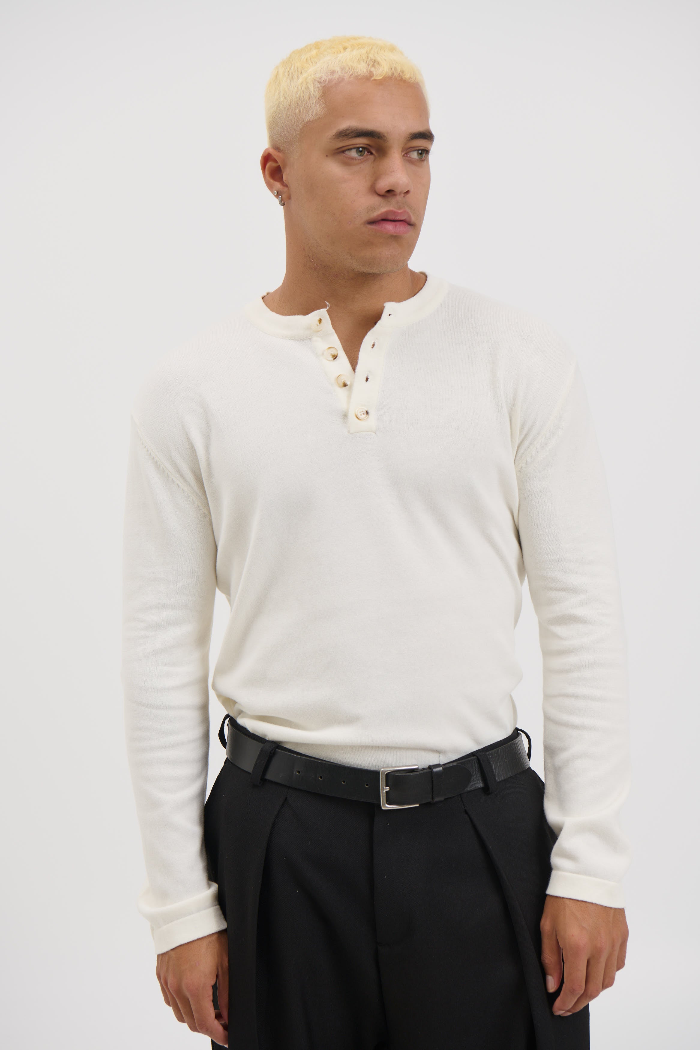Jackson Fitted Henley White