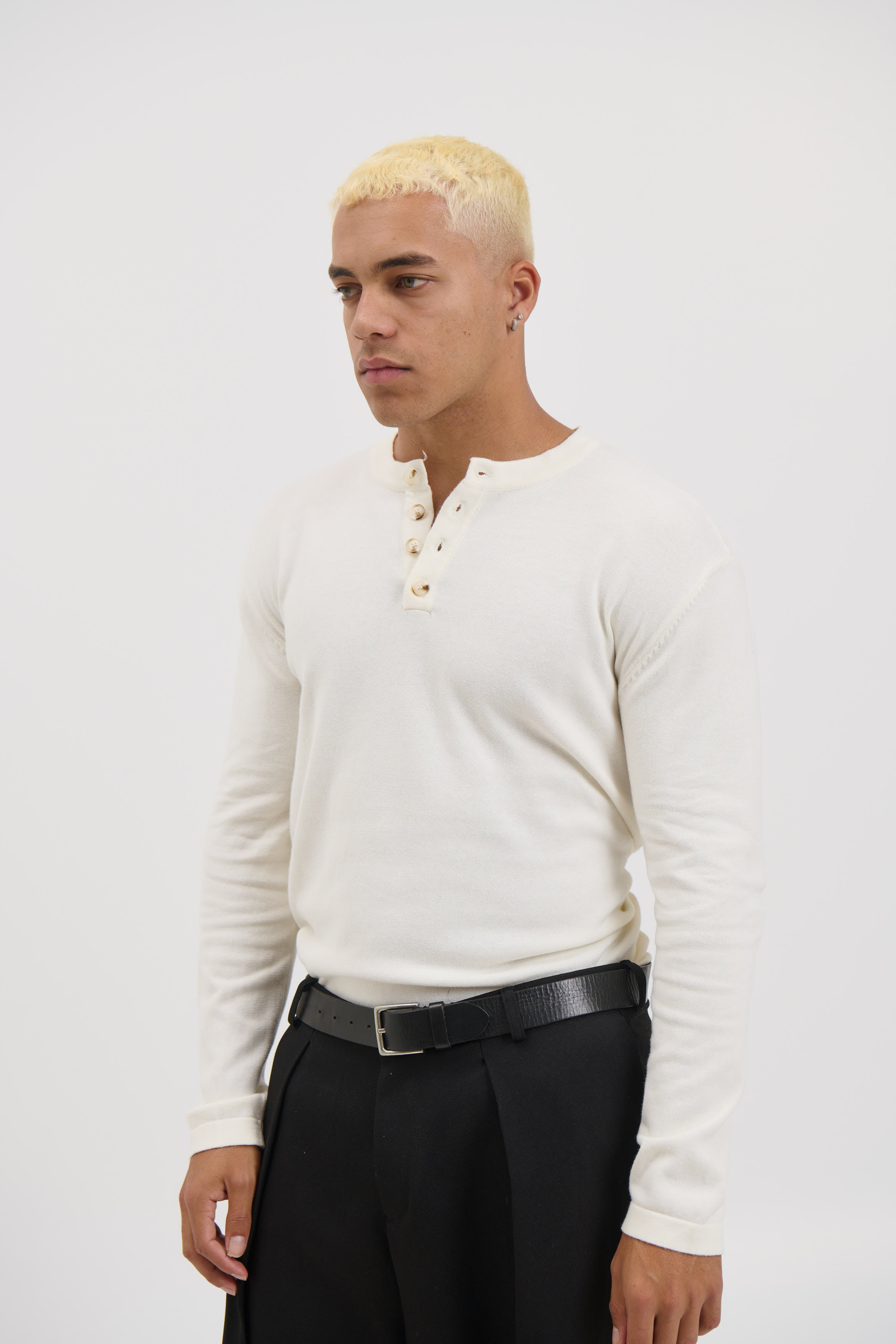 Jackson Fitted Henley White