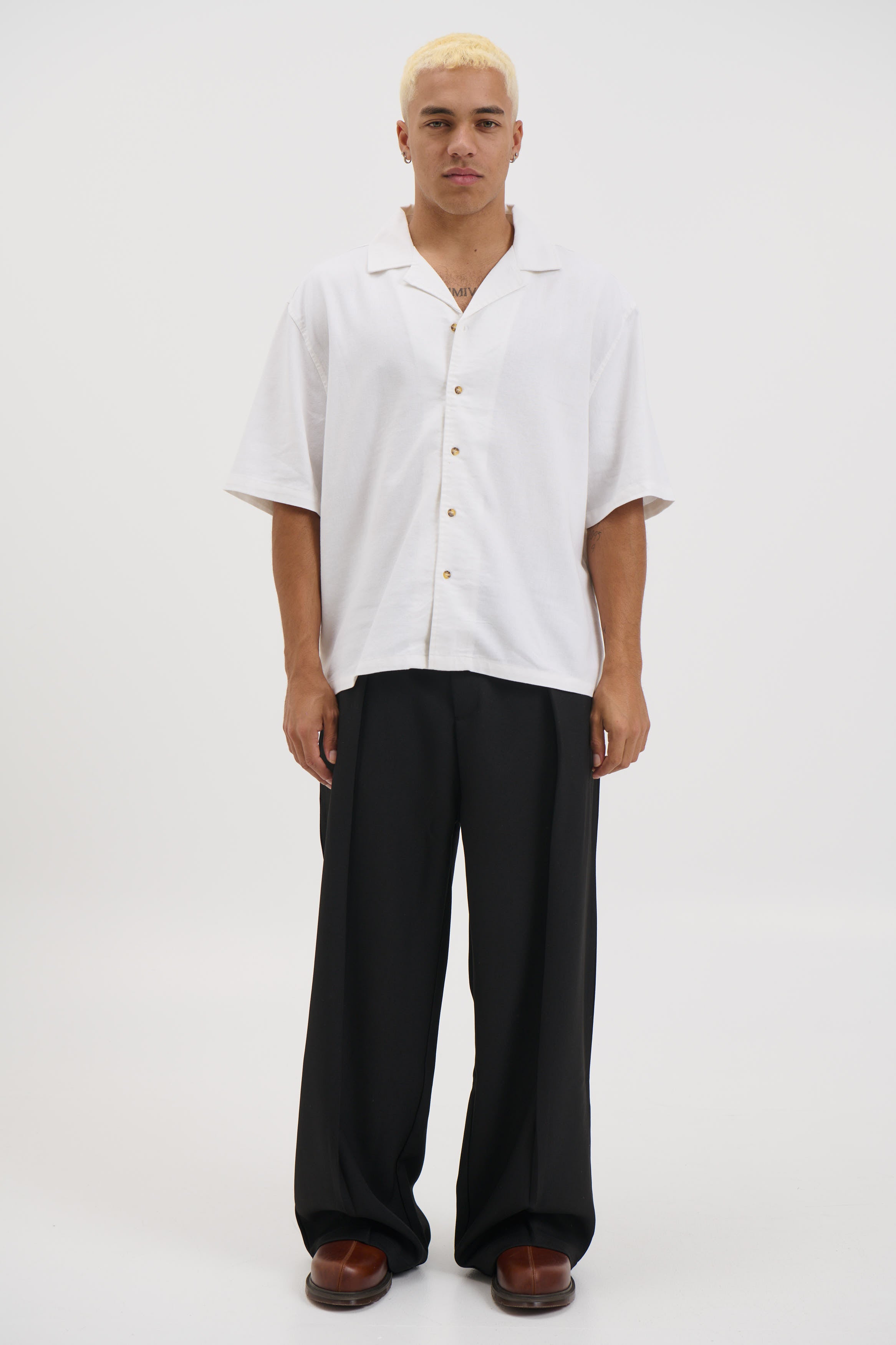Raf Cropped Shirt Linen White