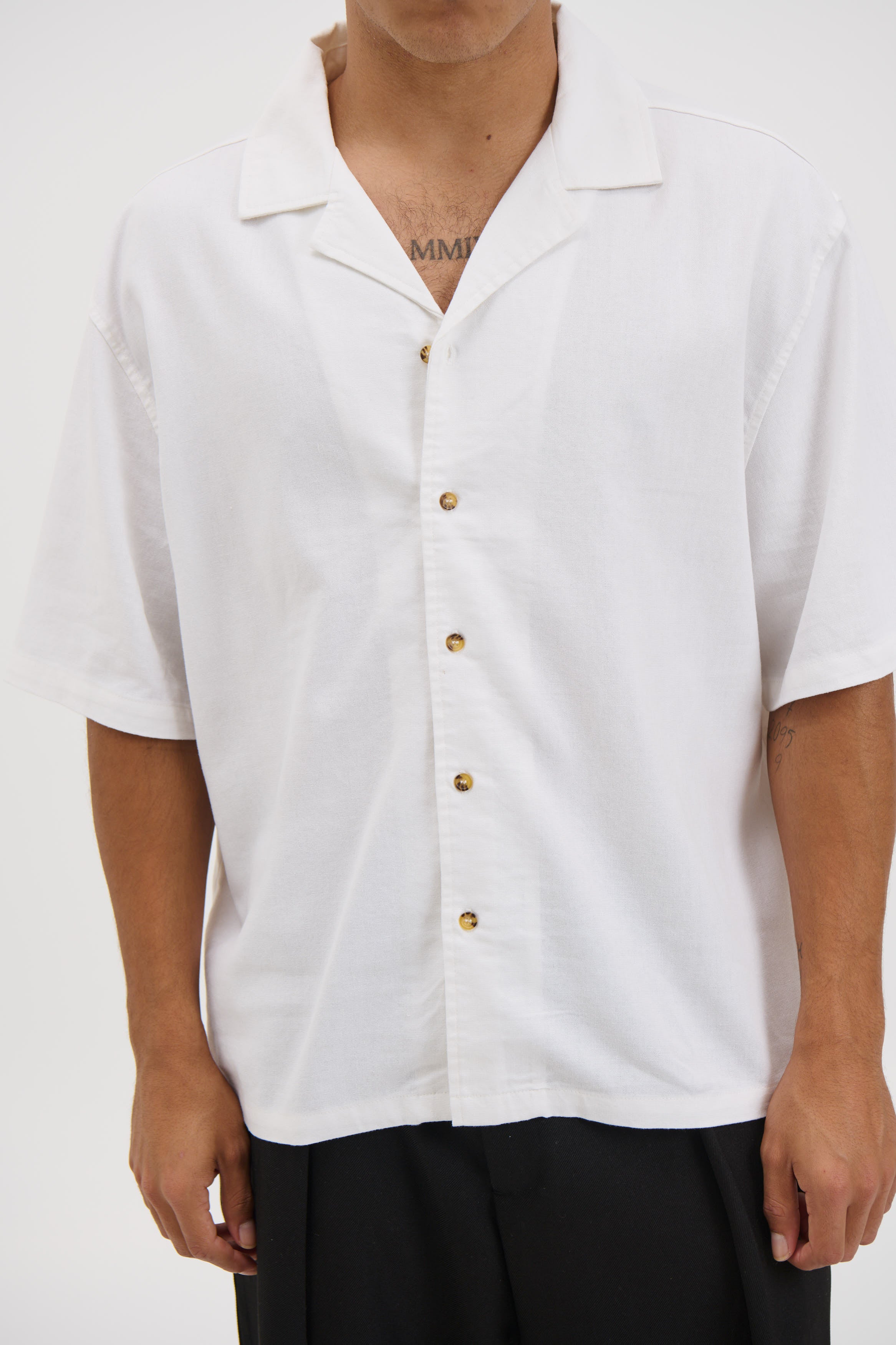 Raf Cropped Shirt Linen White
