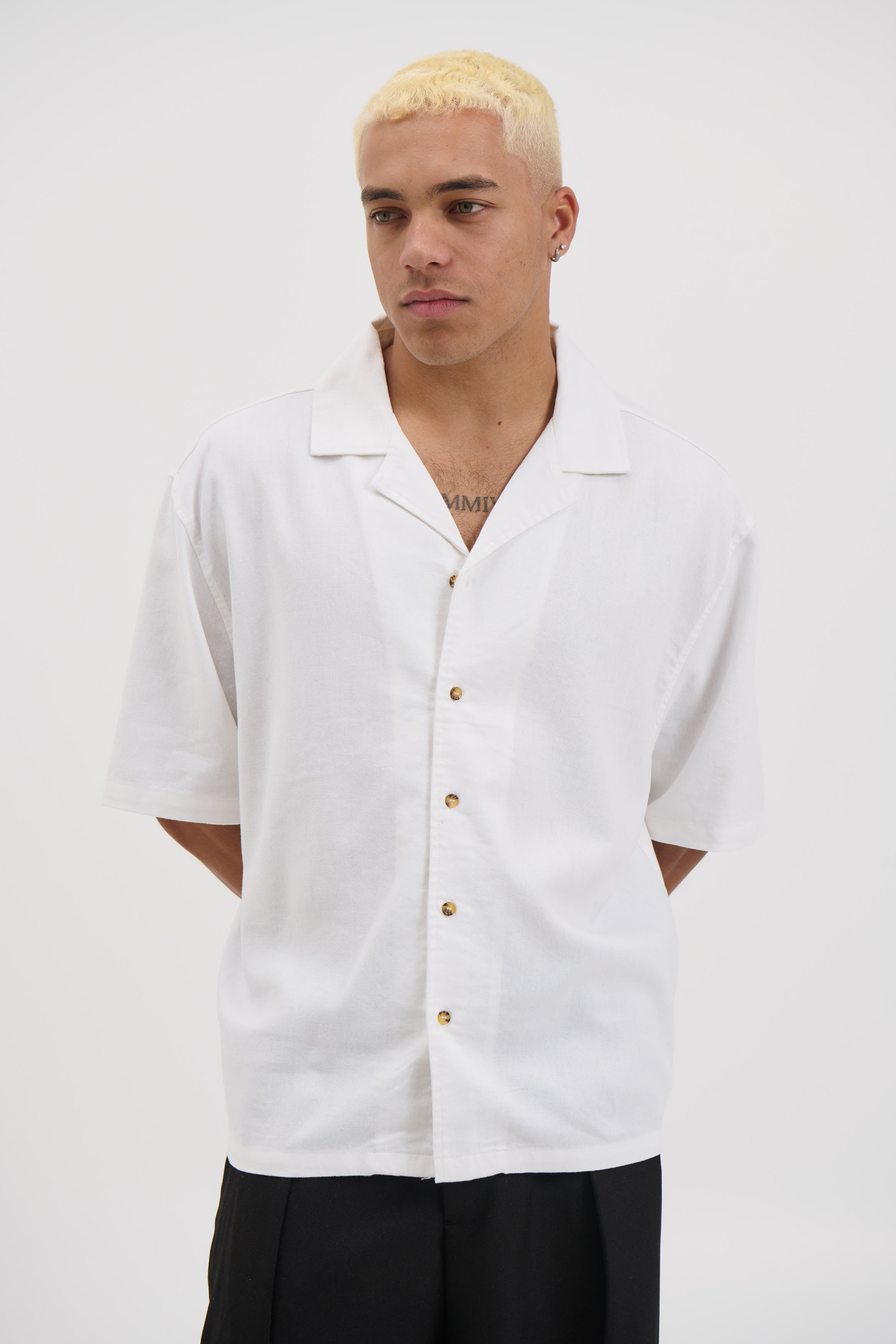 Raf Cropped Shirt Linen White