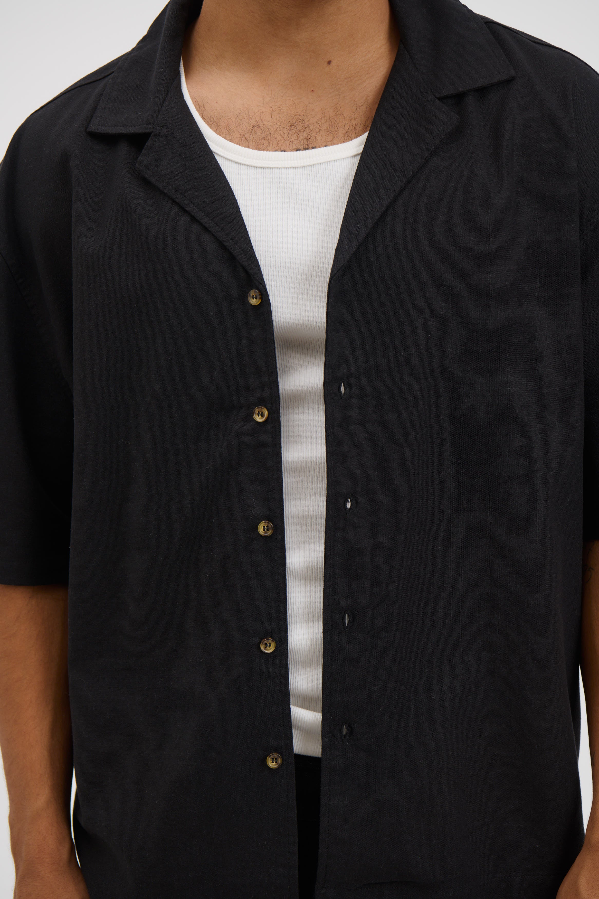 Raf Cropped Shirt Linen Black