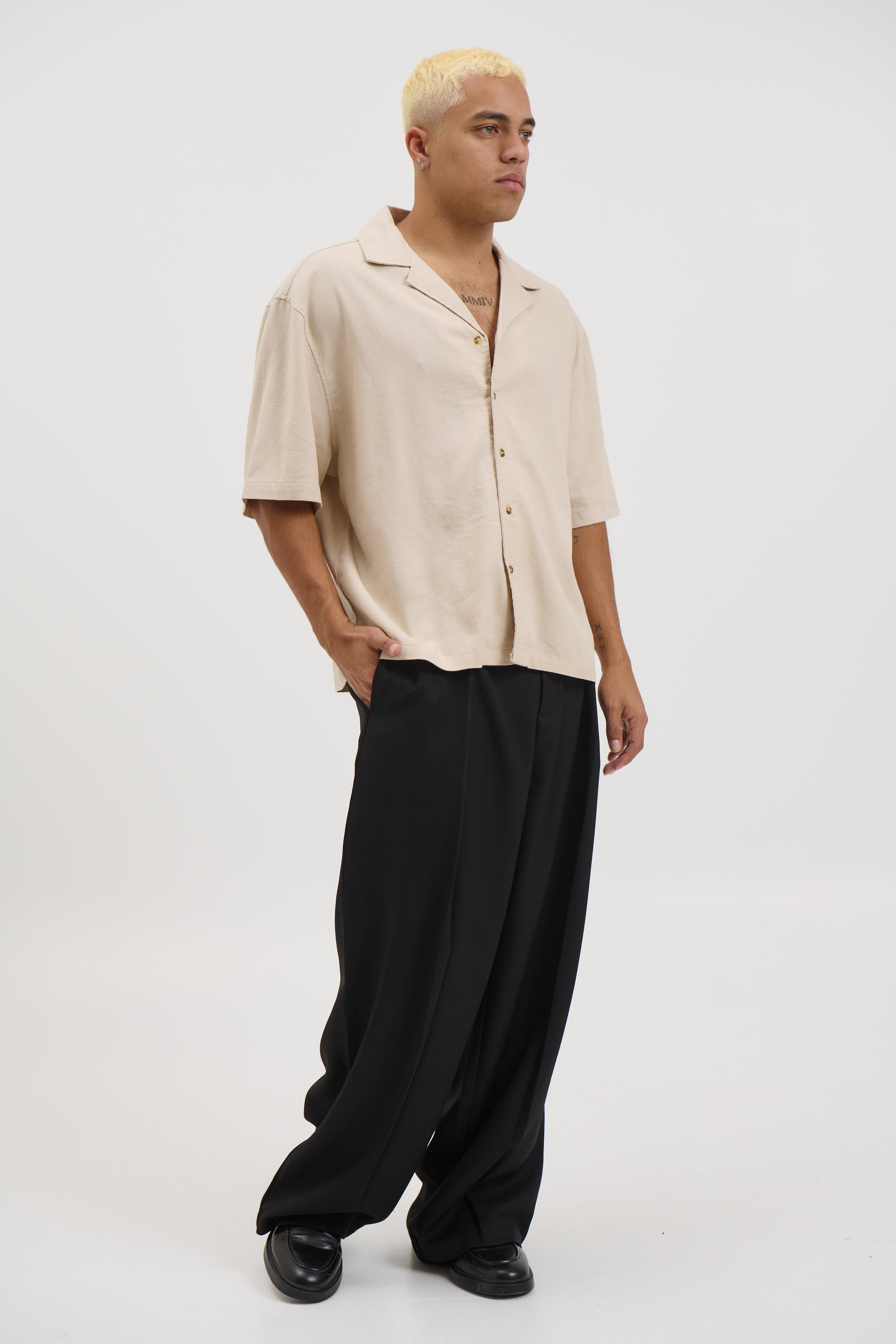 Raf Cropped Shirt Linen Oat