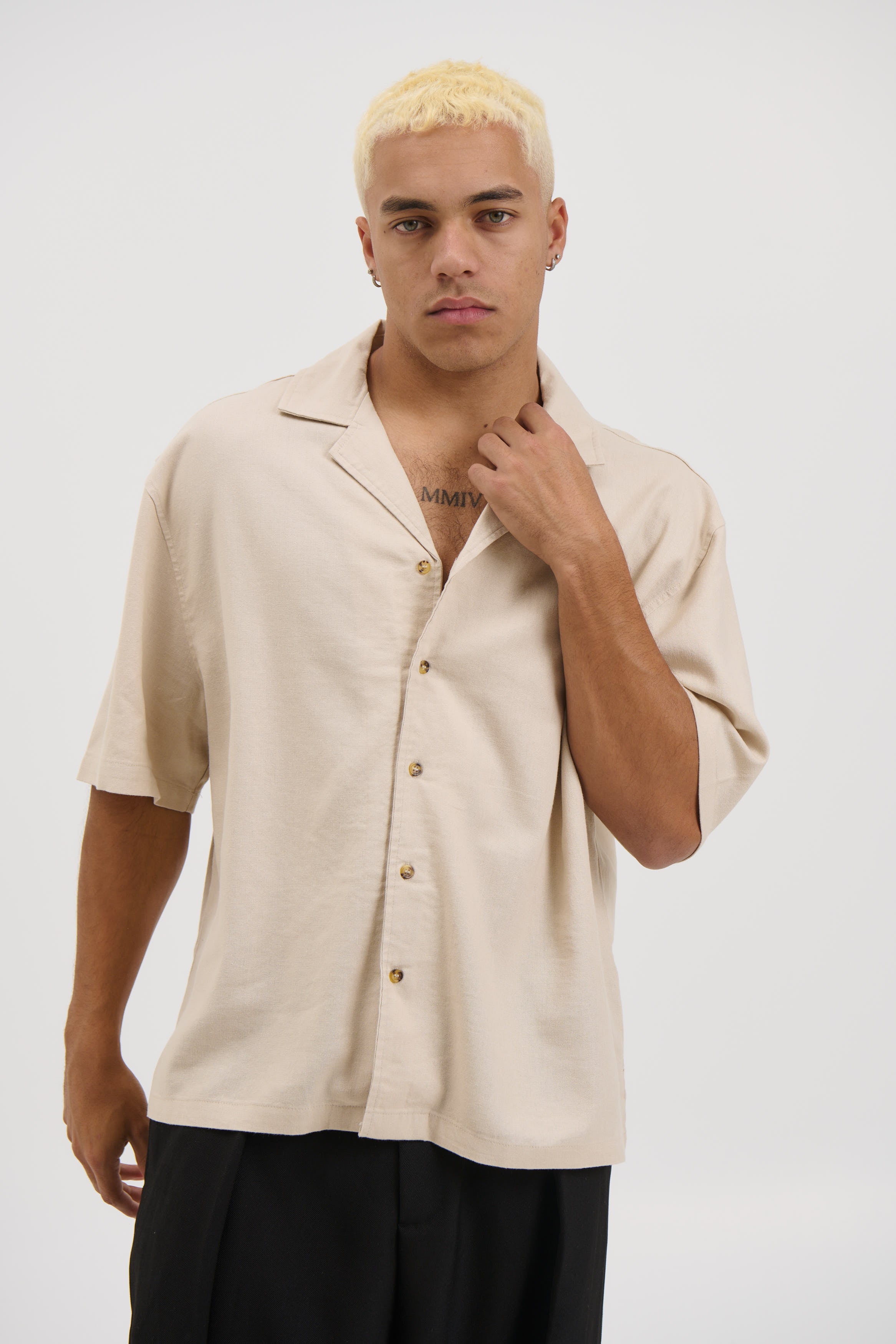 Raf Cropped Shirt Linen Oat