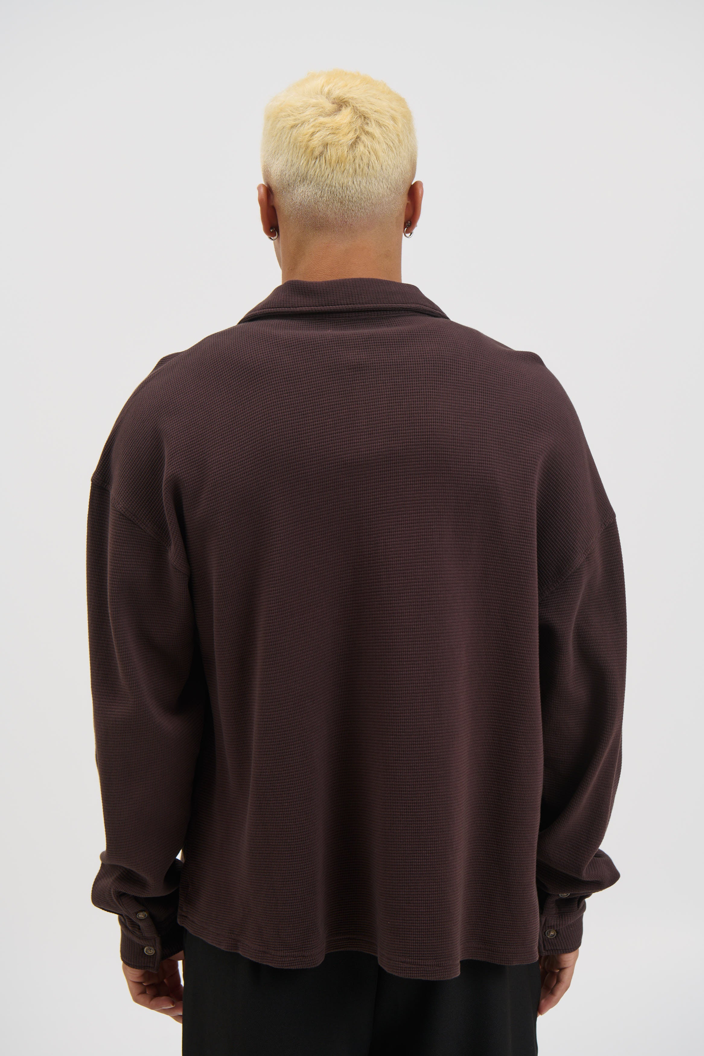 Long Sleeve Waffle Shirt Choc