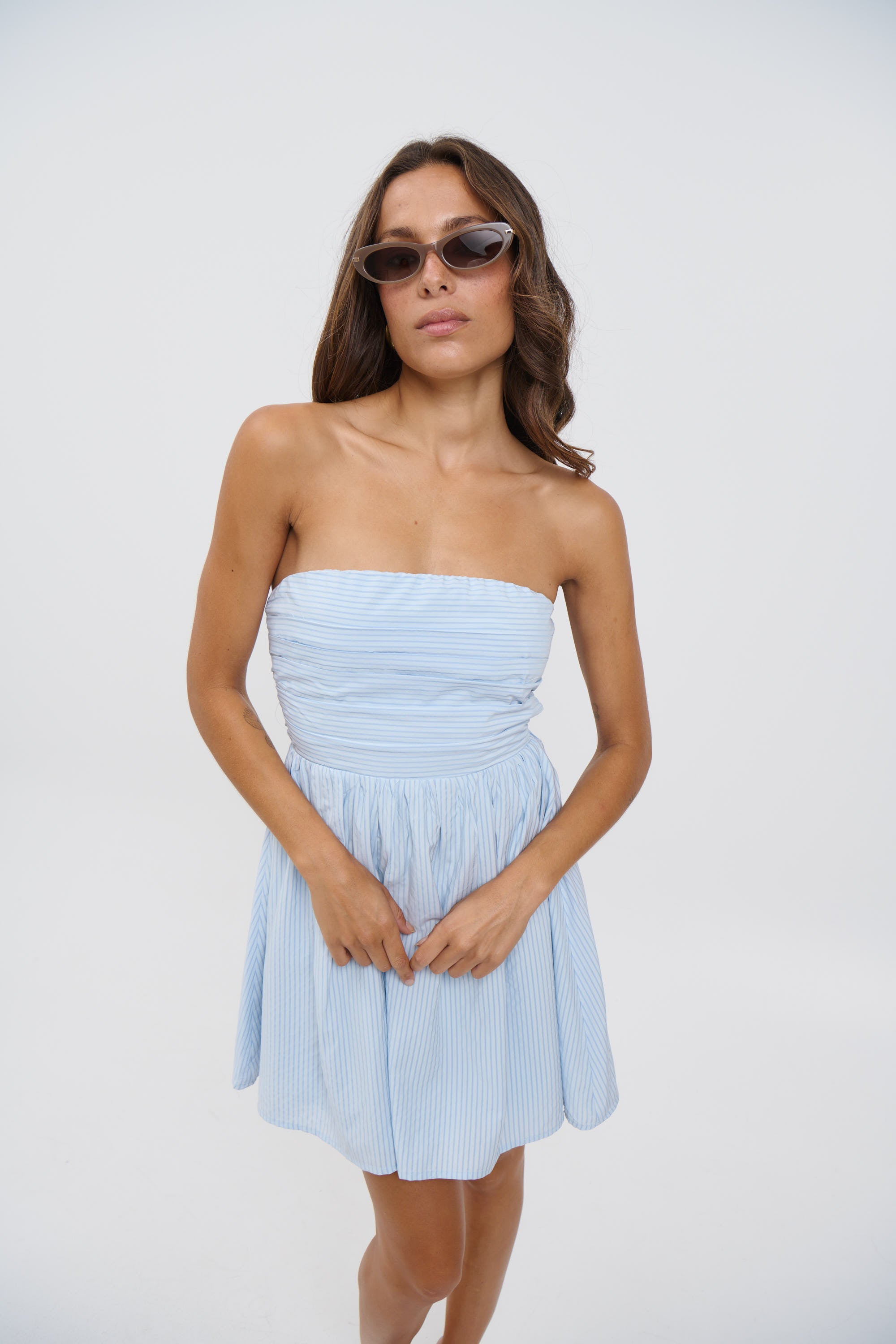 Shayla Strapless Mini Dress Sky
