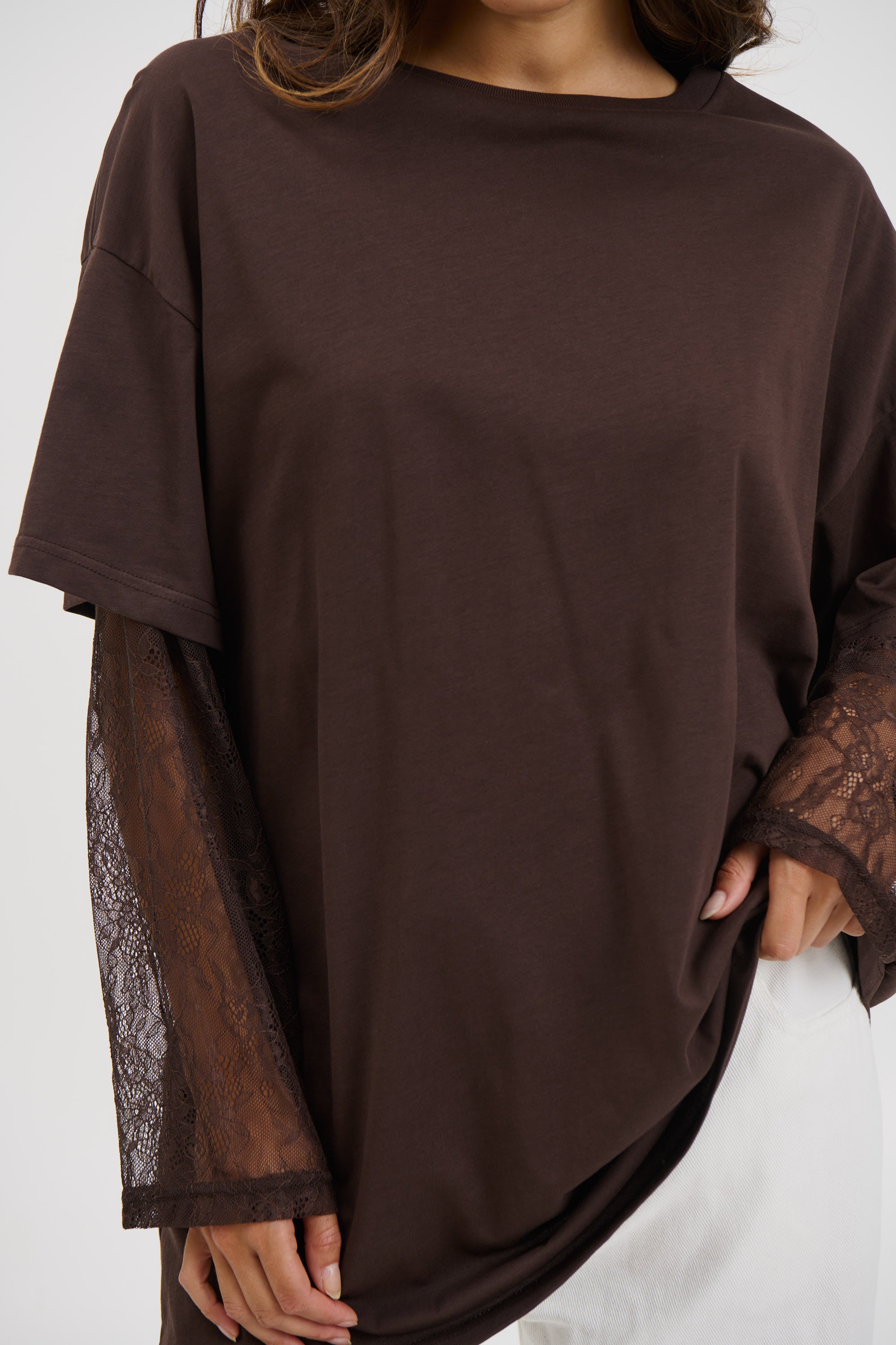 Amanda Lace Tee Dark Chocolate