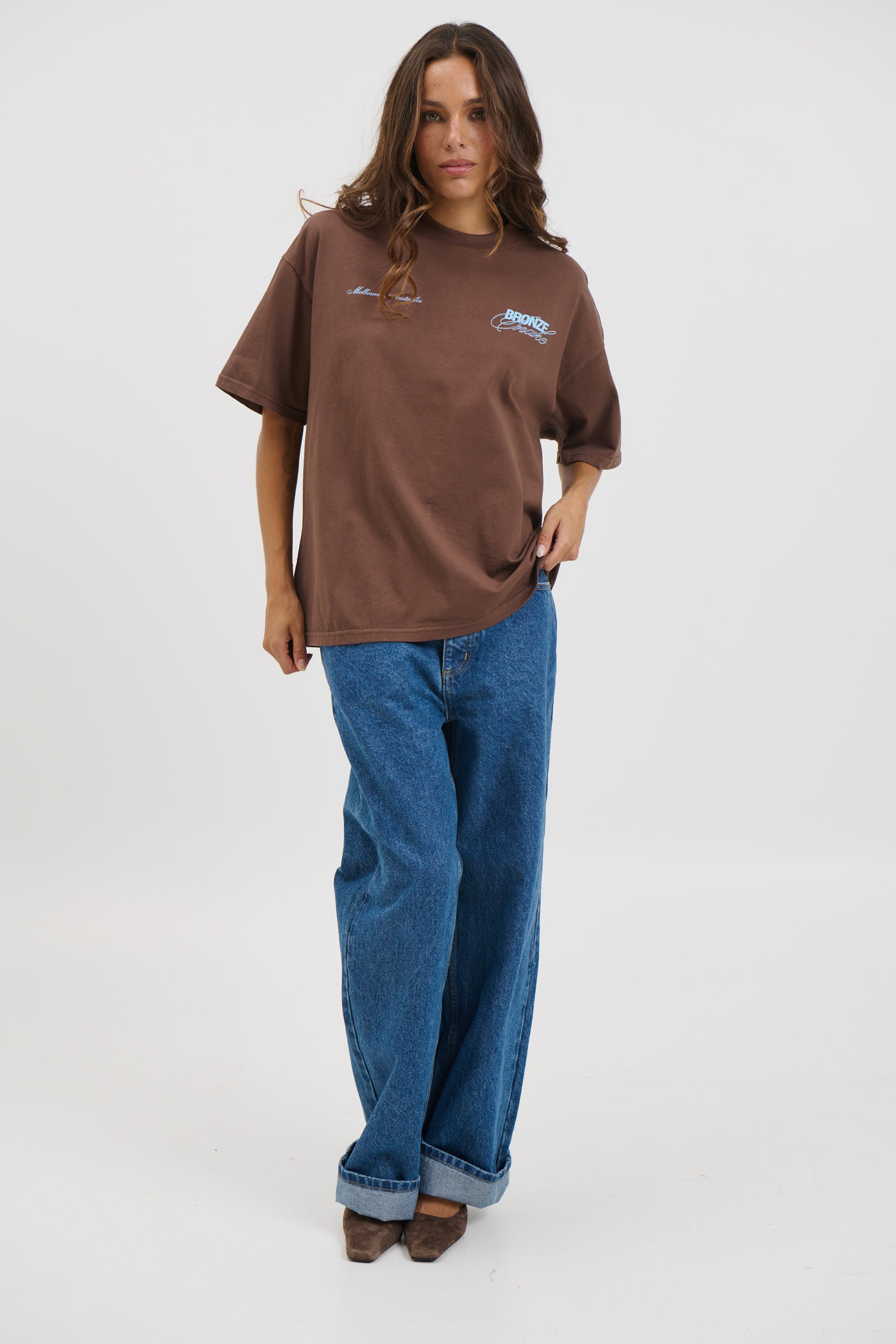 Unisex Bronze Snake Signature Tee Choc