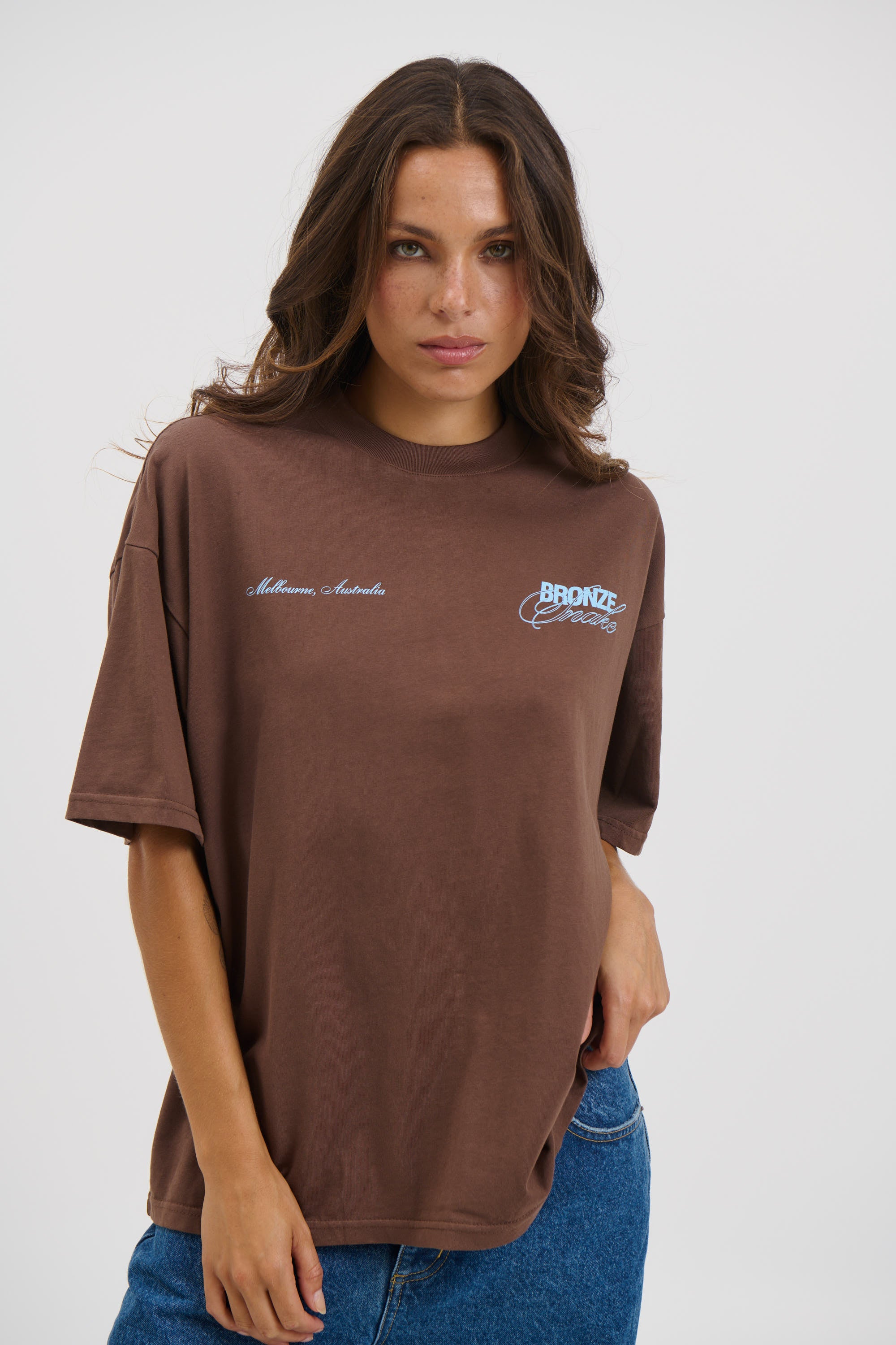 Unisex Bronze Snake Signature Tee Choc