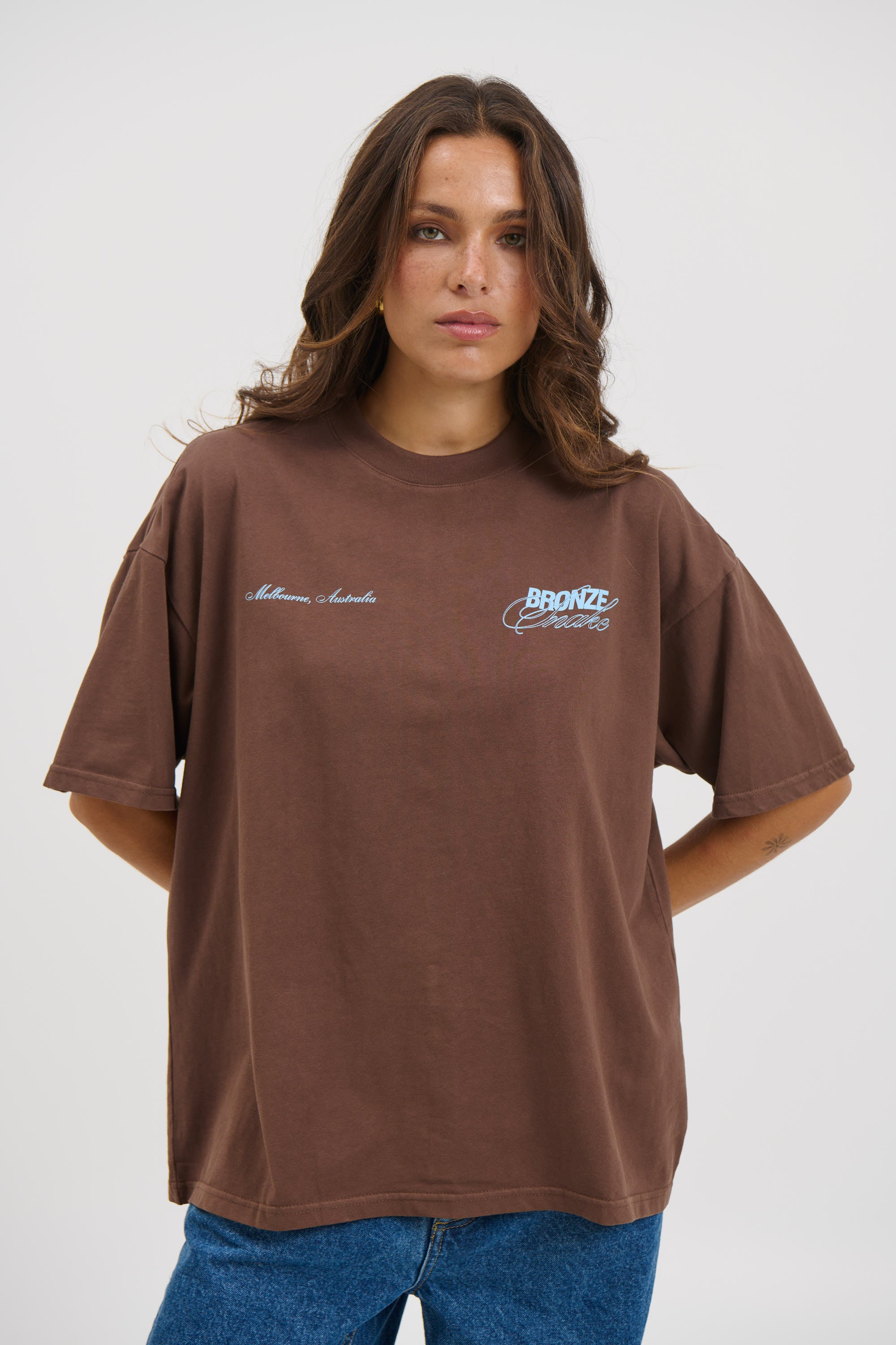 Unisex Bronze Snake Signature Tee Choc