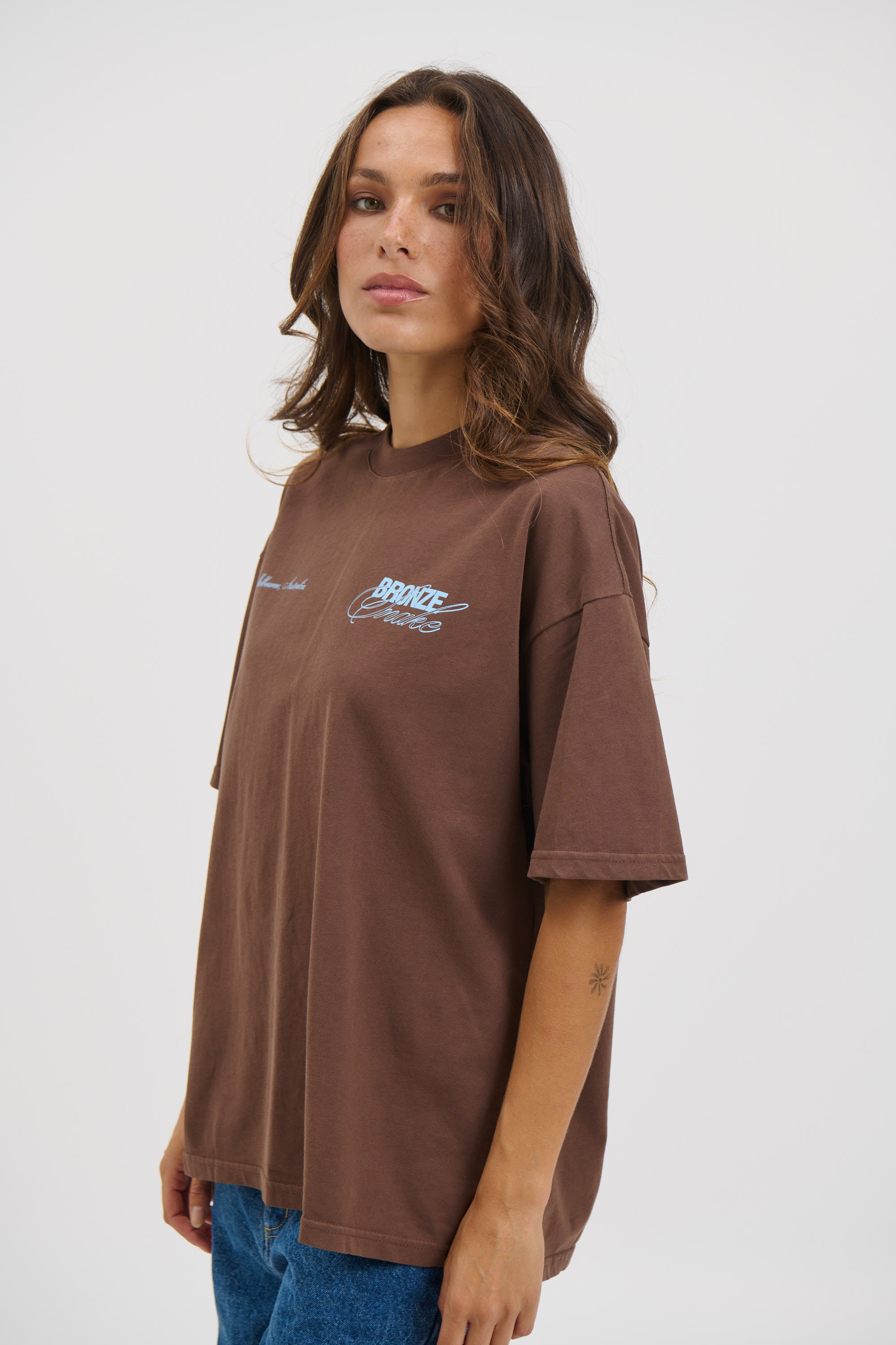Unisex Bronze Snake Signature Tee Choc