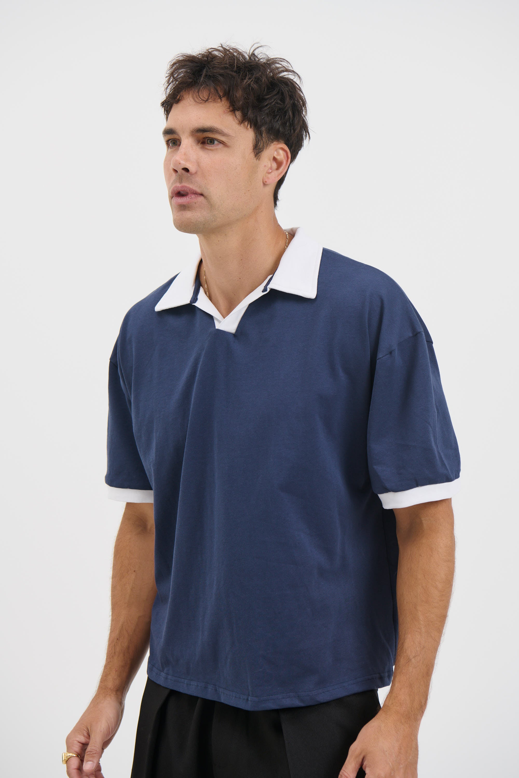 Two Tone Polo Navy