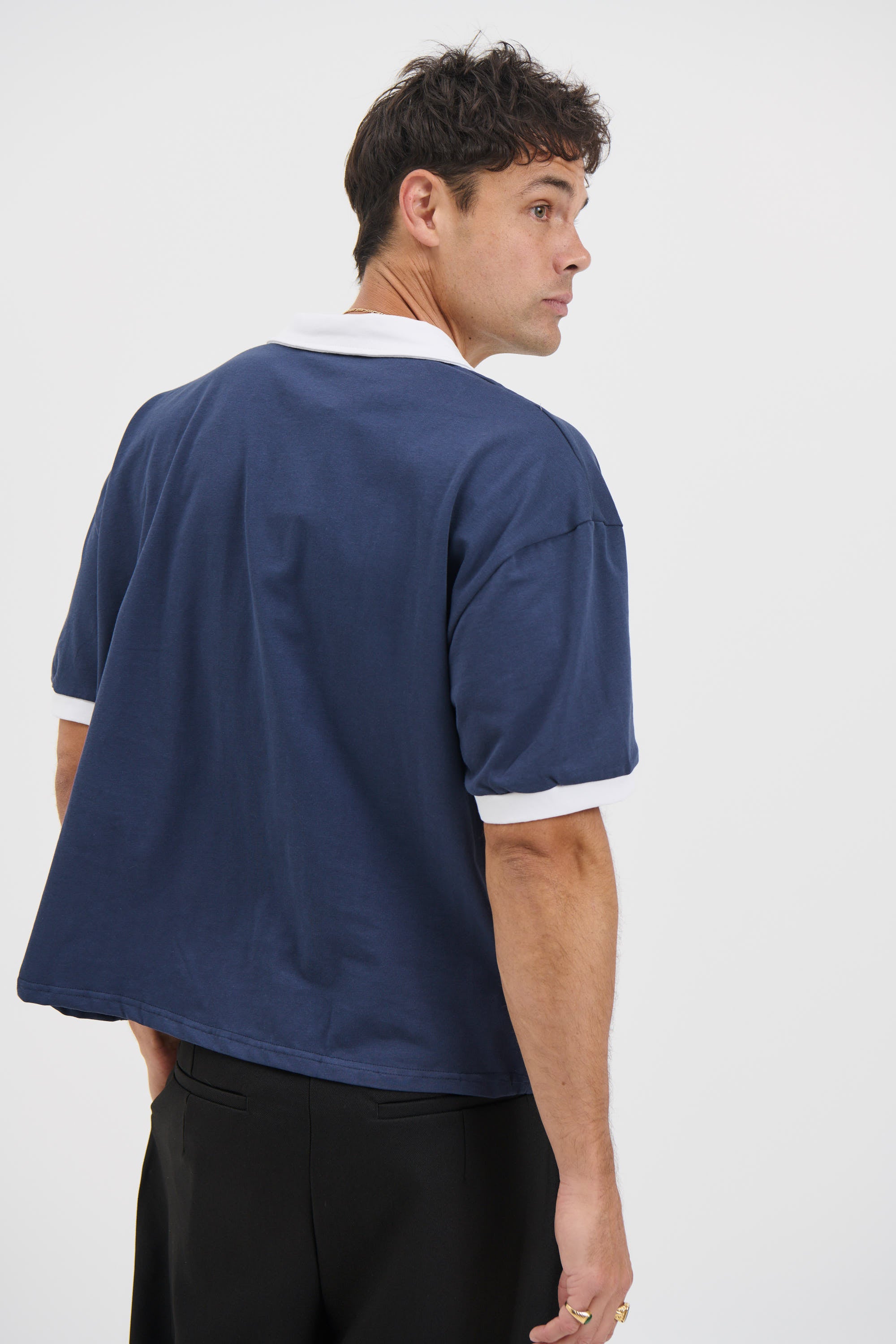 Two Tone Polo Navy