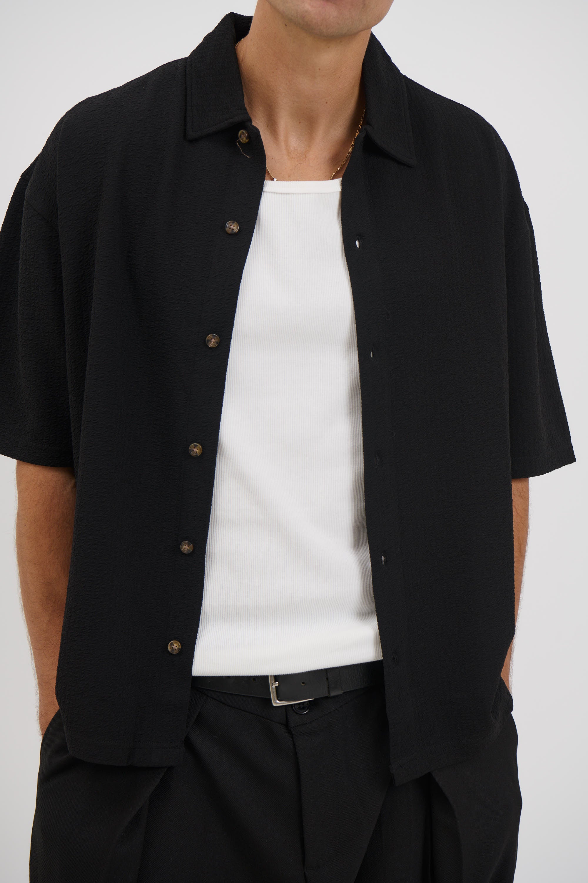 Lucas Drop Shirt Soft Texture Black