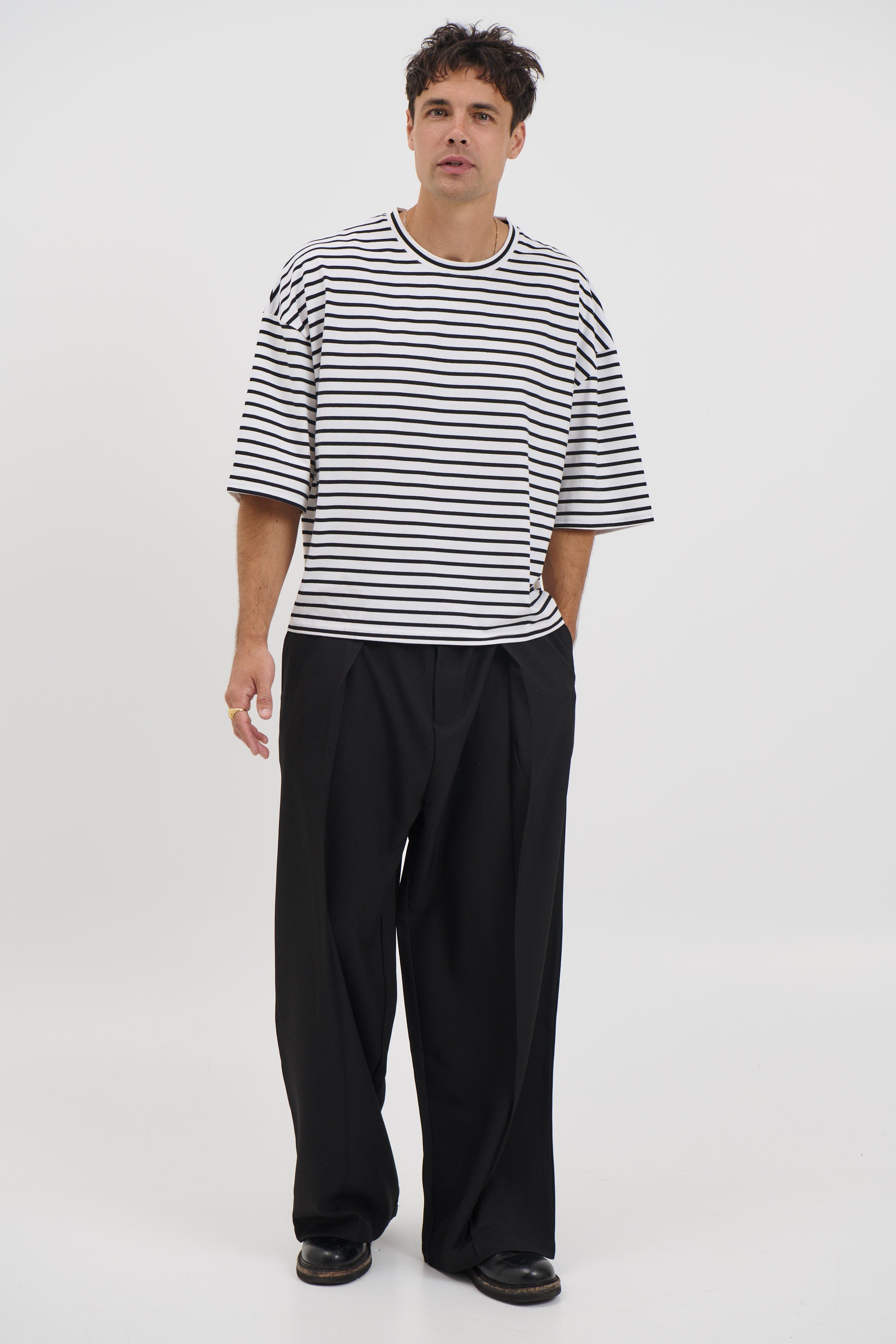 NTH Crop Box Tee White Stripe