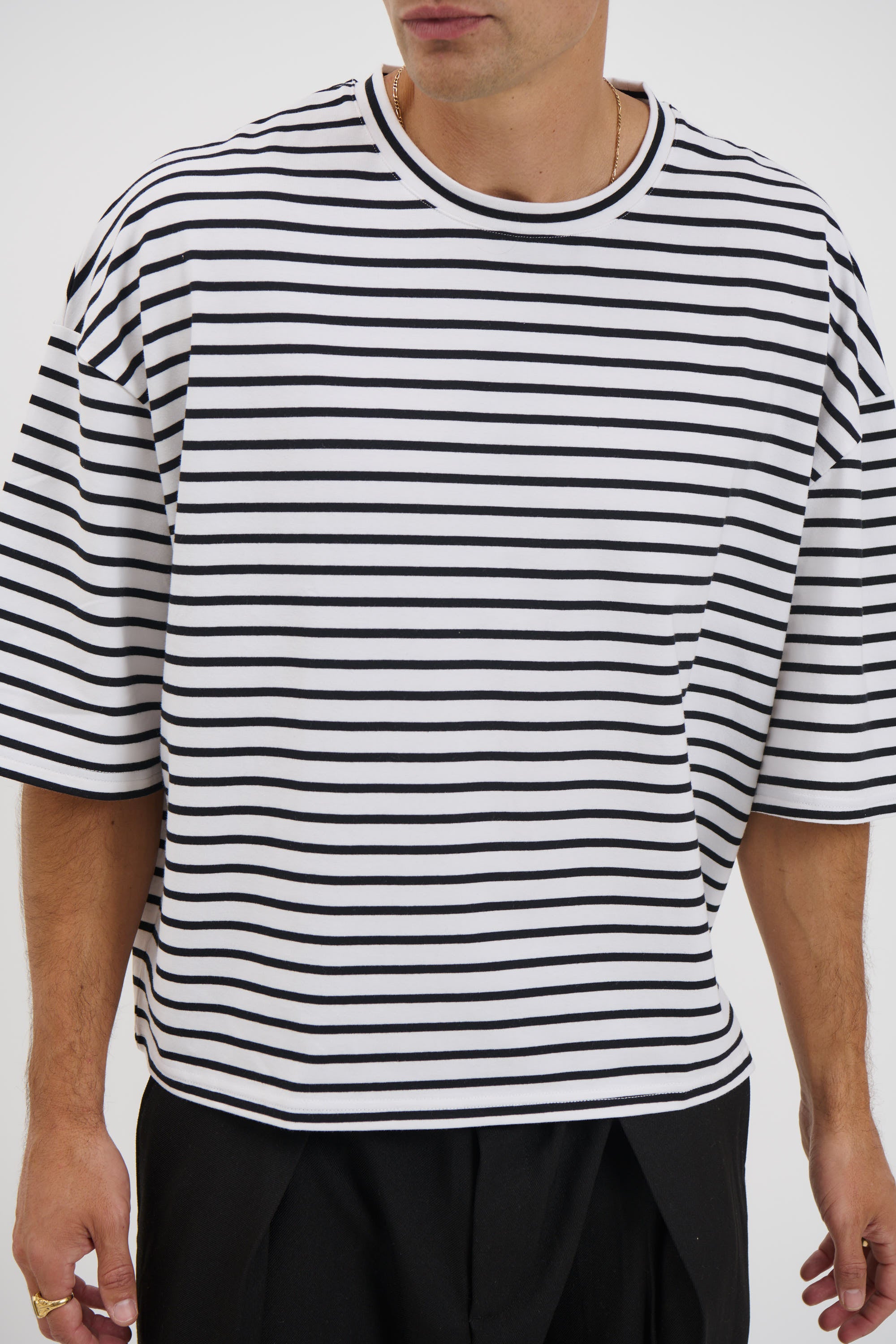 NTH Crop Box Tee White Stripe