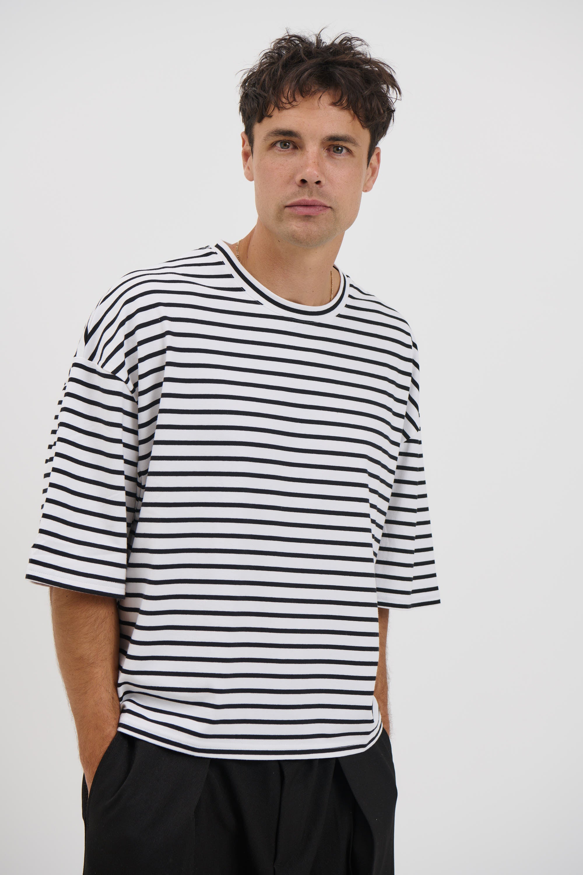NTH Crop Box Tee White Stripe