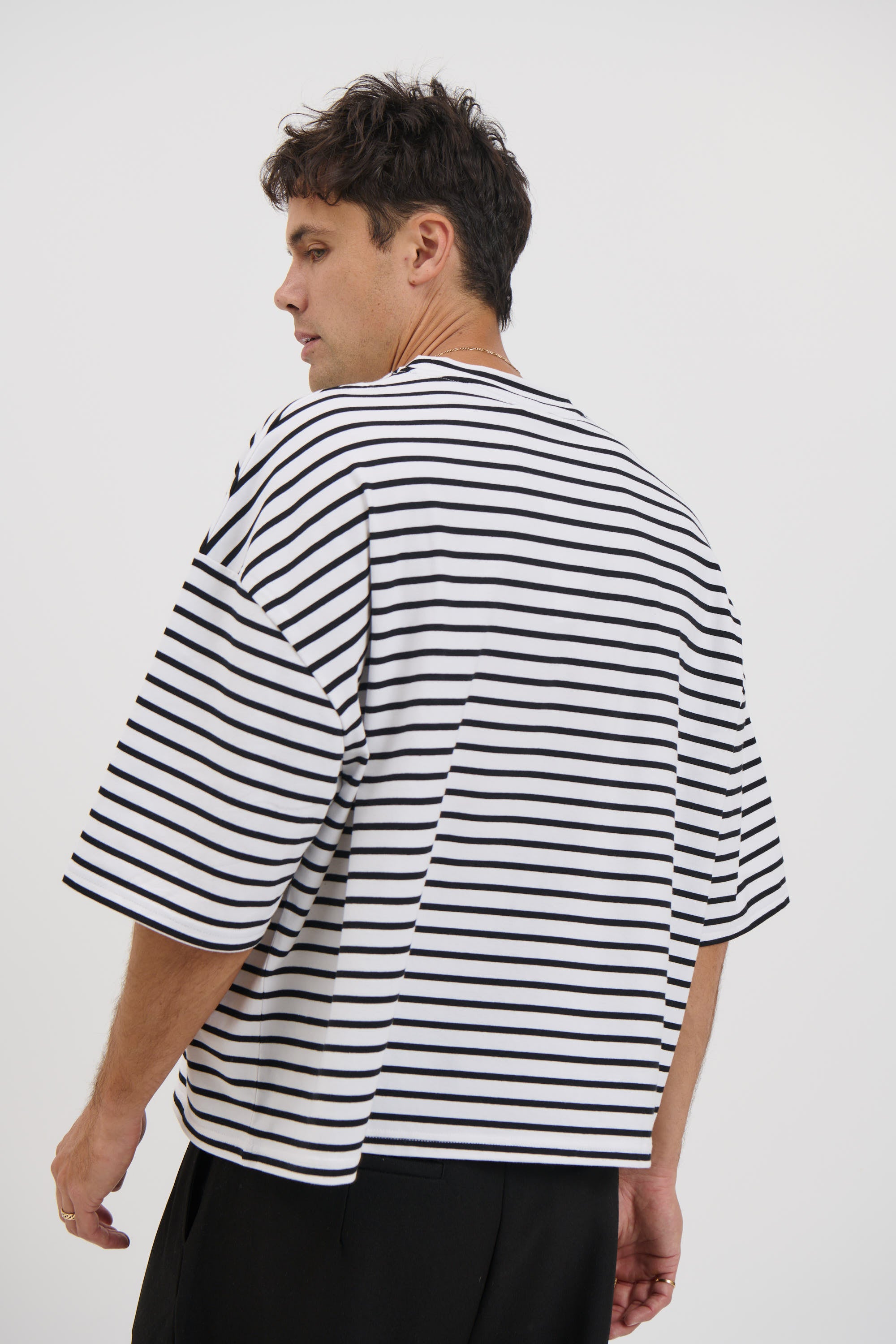 NTH Crop Box Tee White Stripe