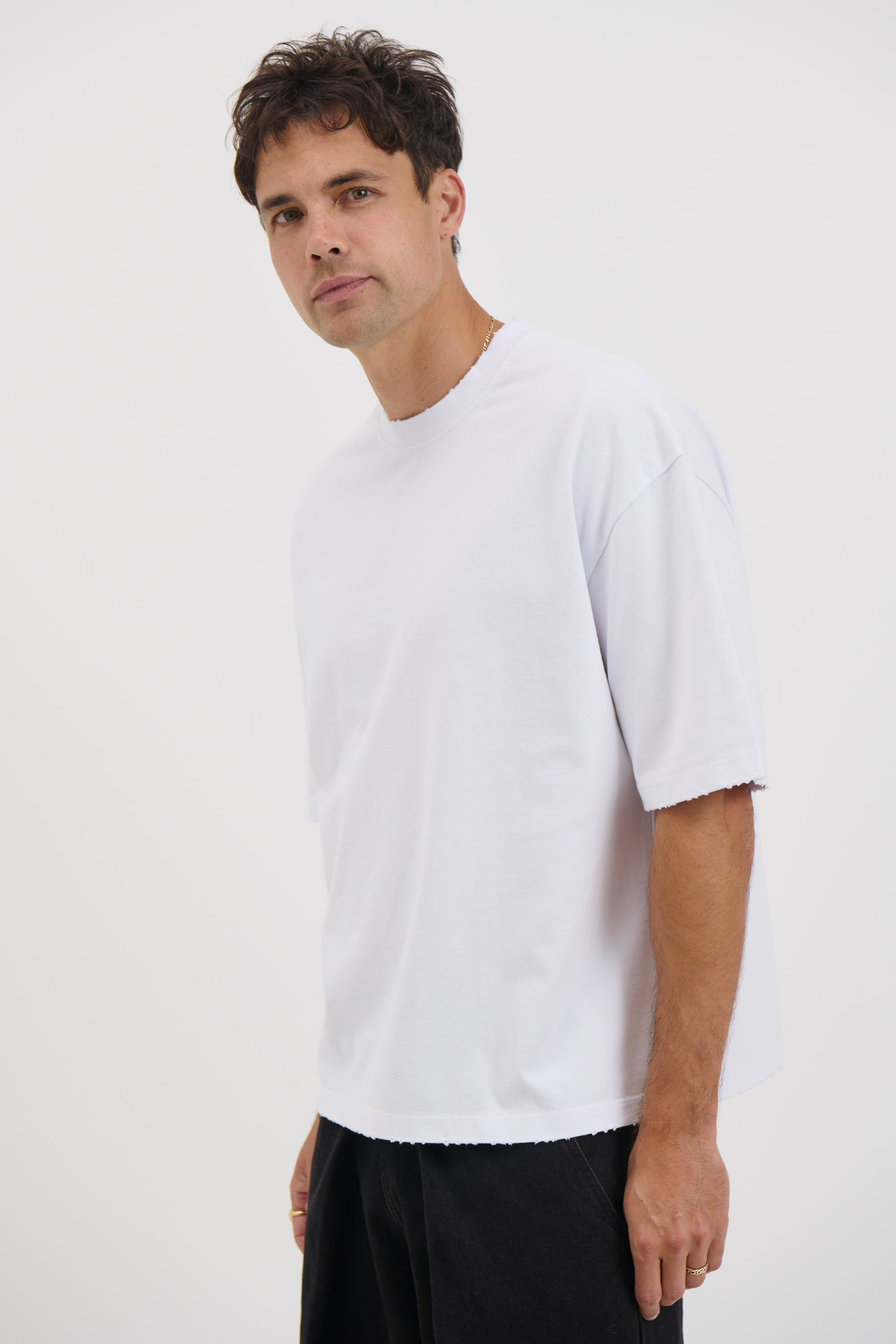 NTH Distress Crew Neck Tee White