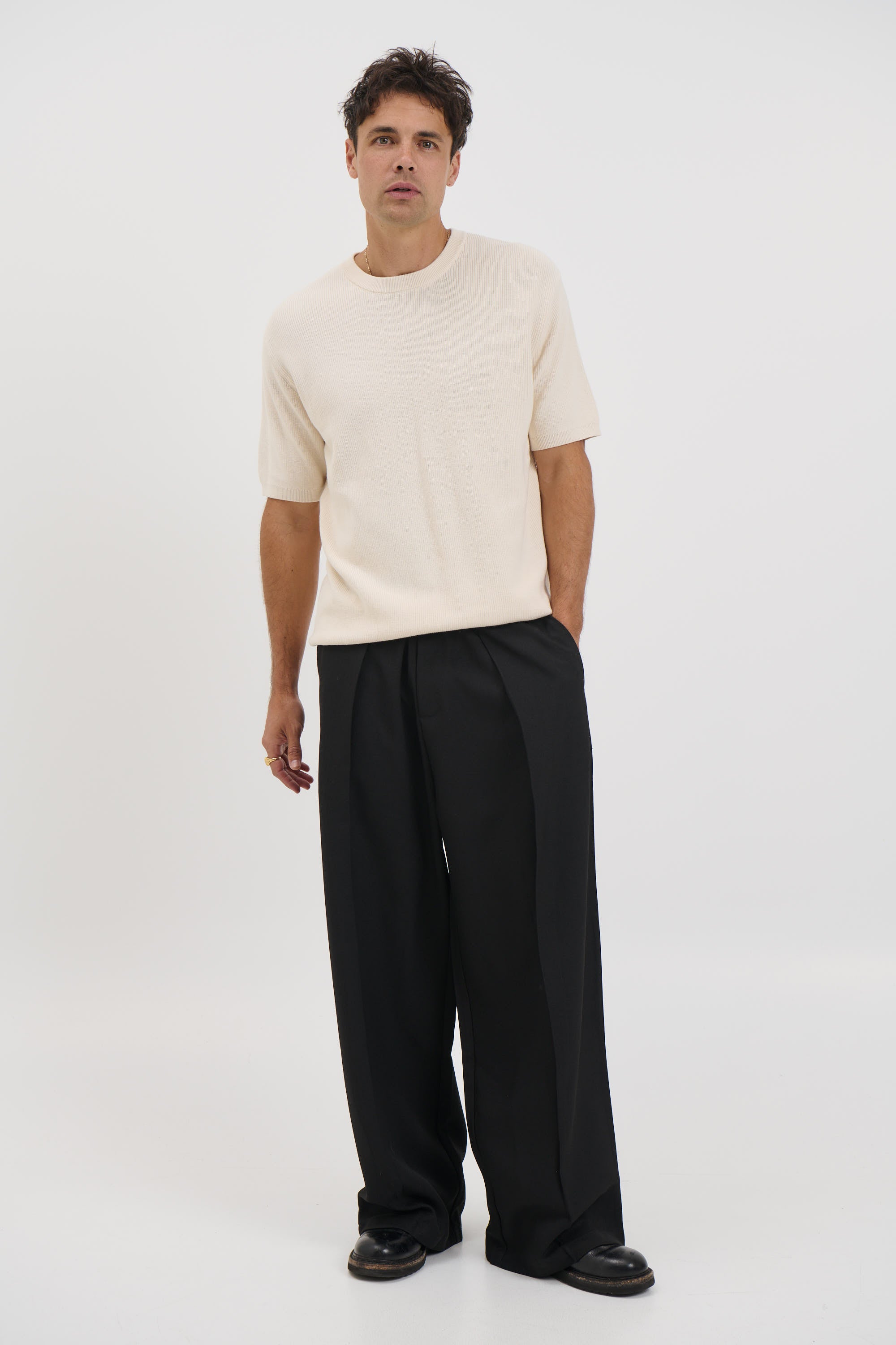 Knitted Crew Neck Tee Pastel