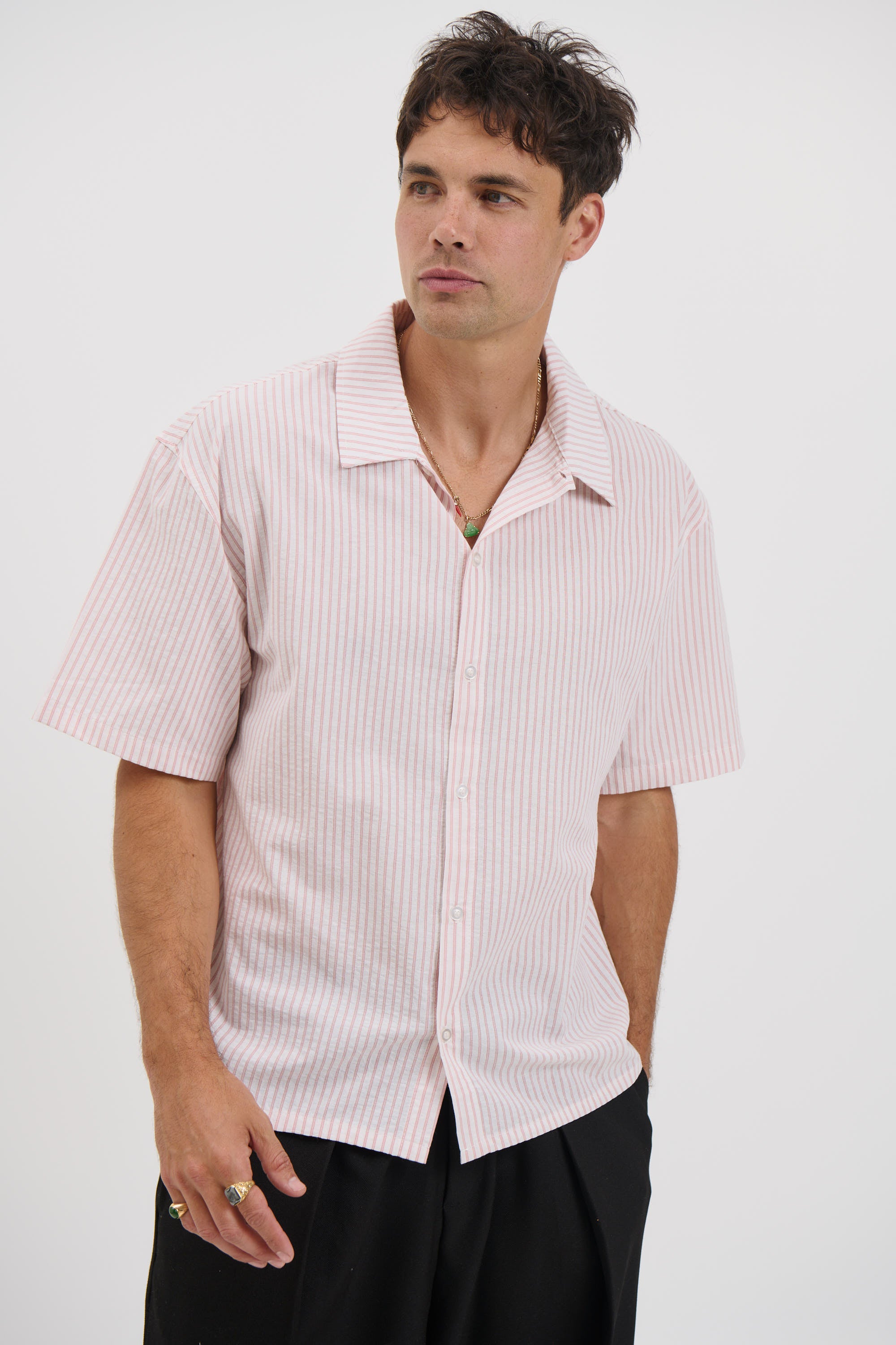 Nathaniel Drop Shirt Stripe Rose