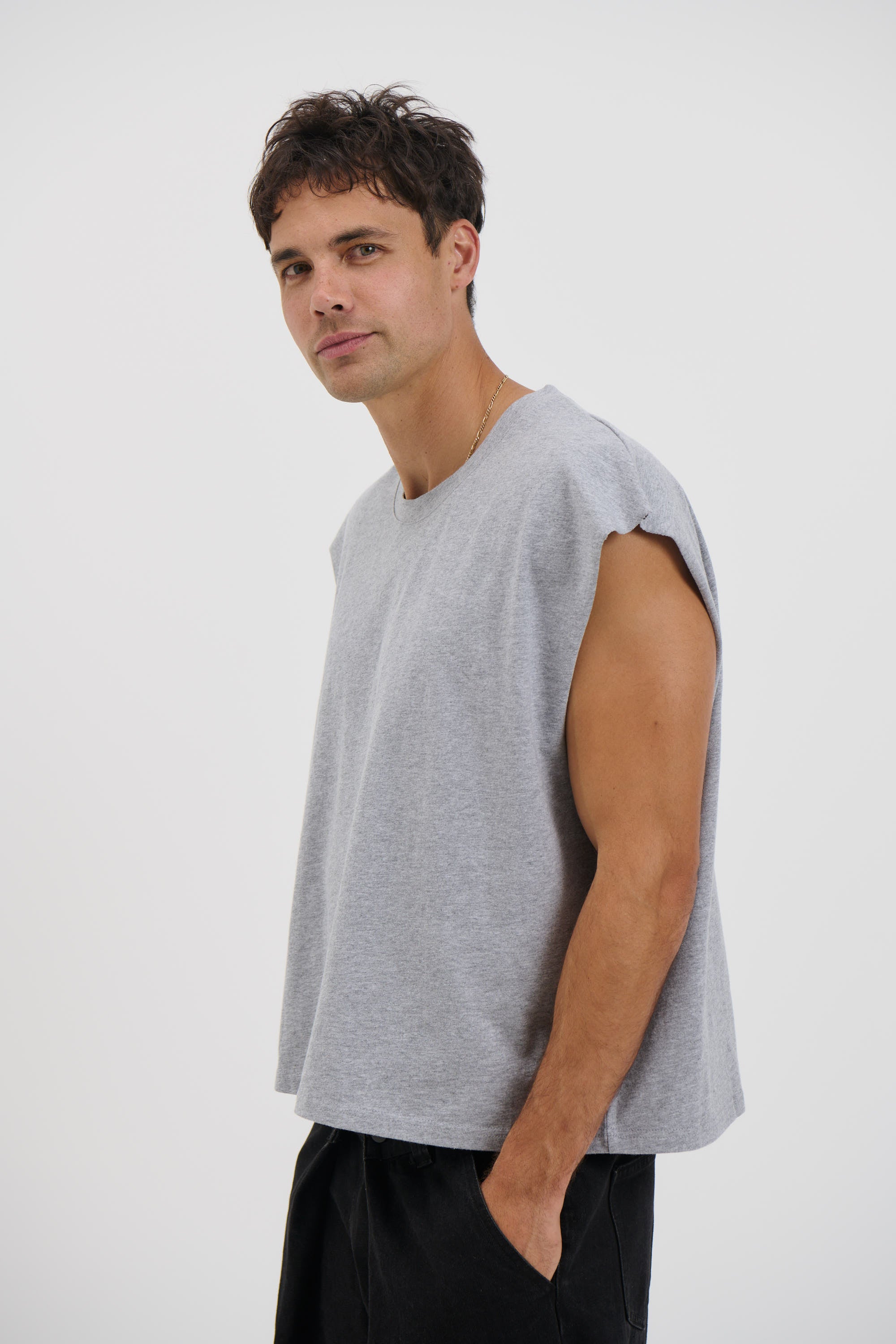 NTH Crop Box Tank Grey