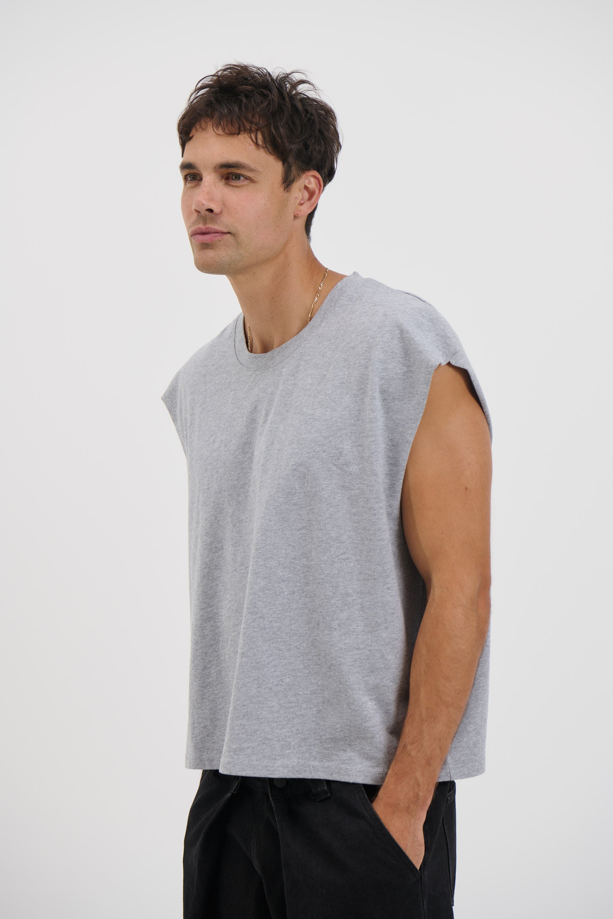 NTH Crop Box Tank Grey