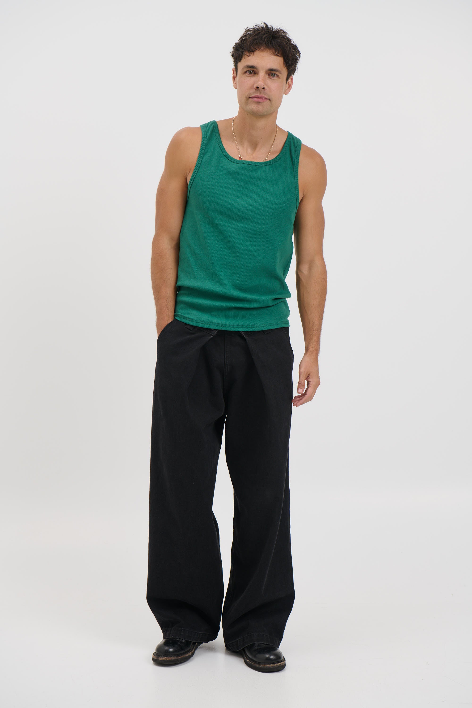 NTH Fitted Ribbed Tank Emerald