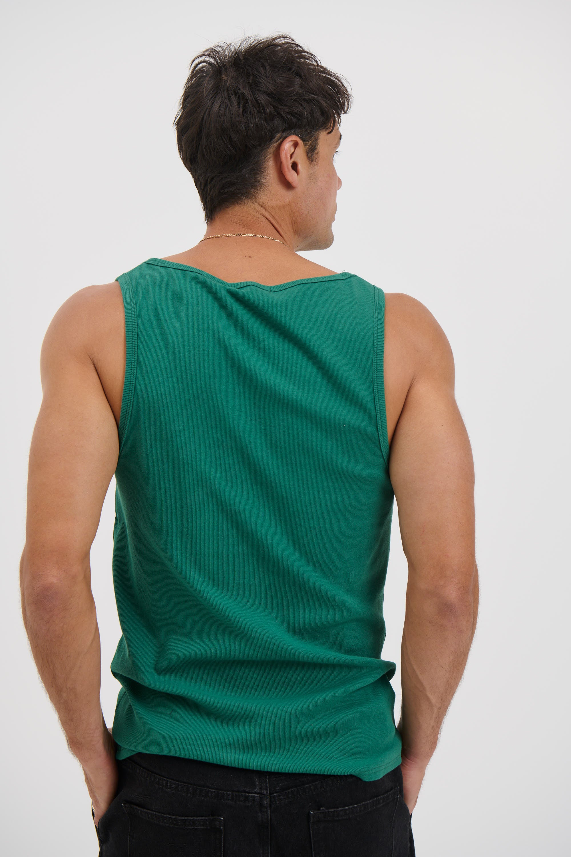 NTH Fitted Ribbed Tank Emerald
