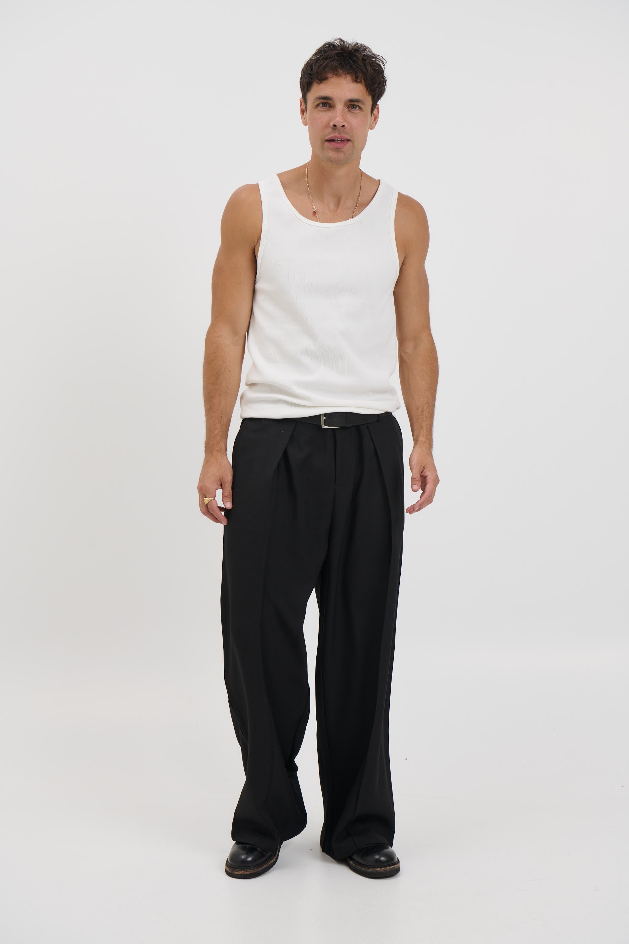 NTH Fitted Ribbed Tank White