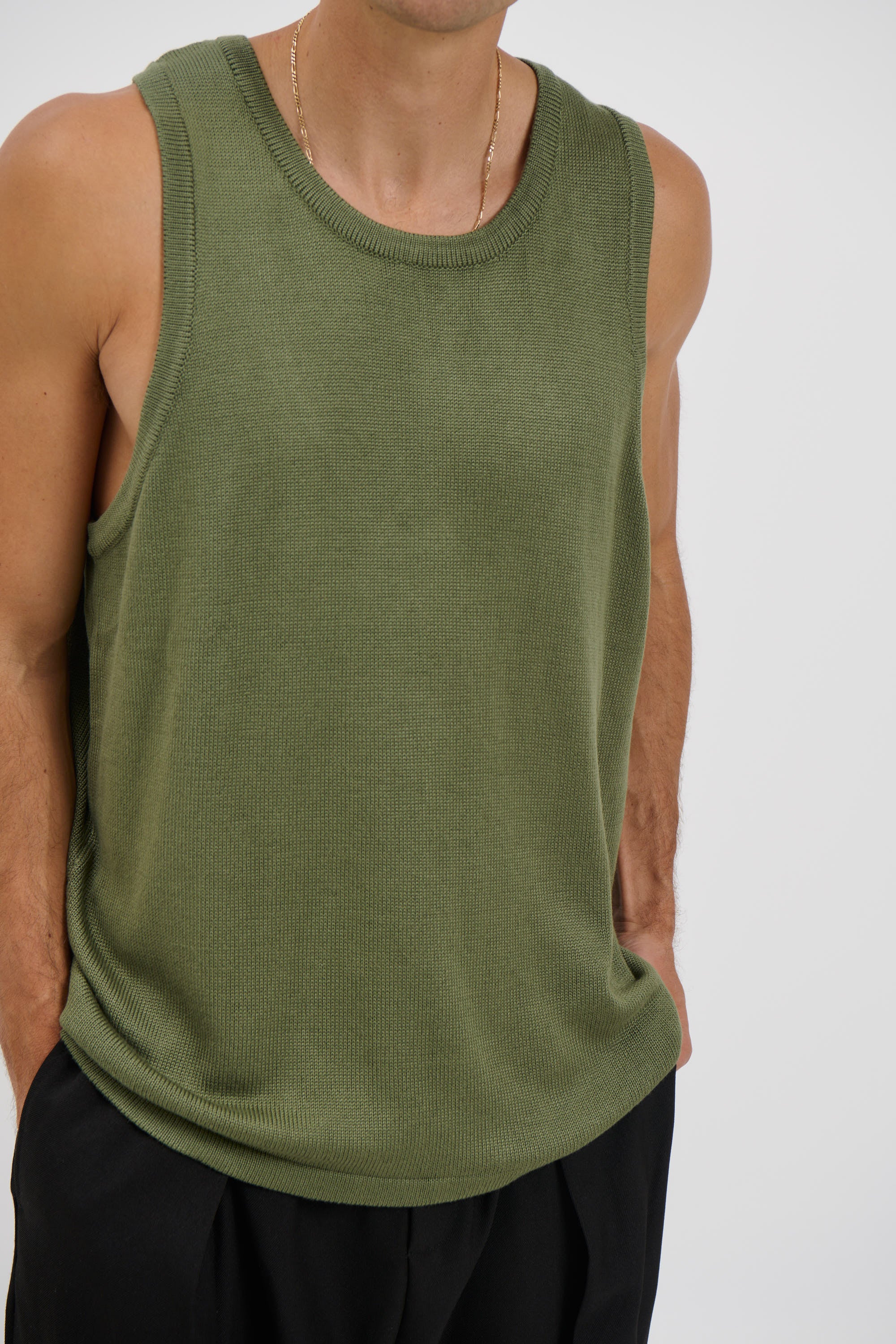 Deran Knitted Tank Khaki