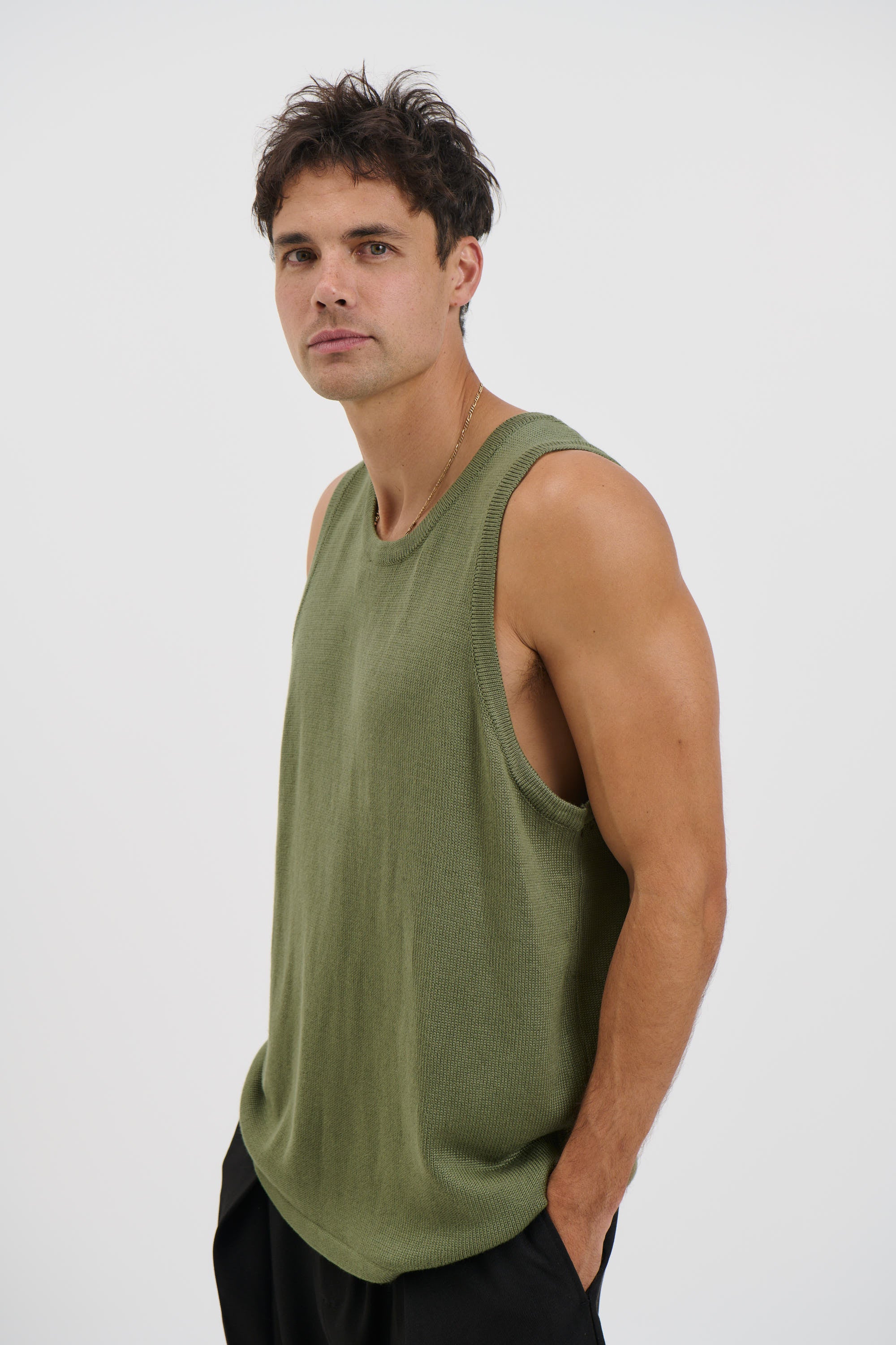 Deran Knitted Tank Khaki