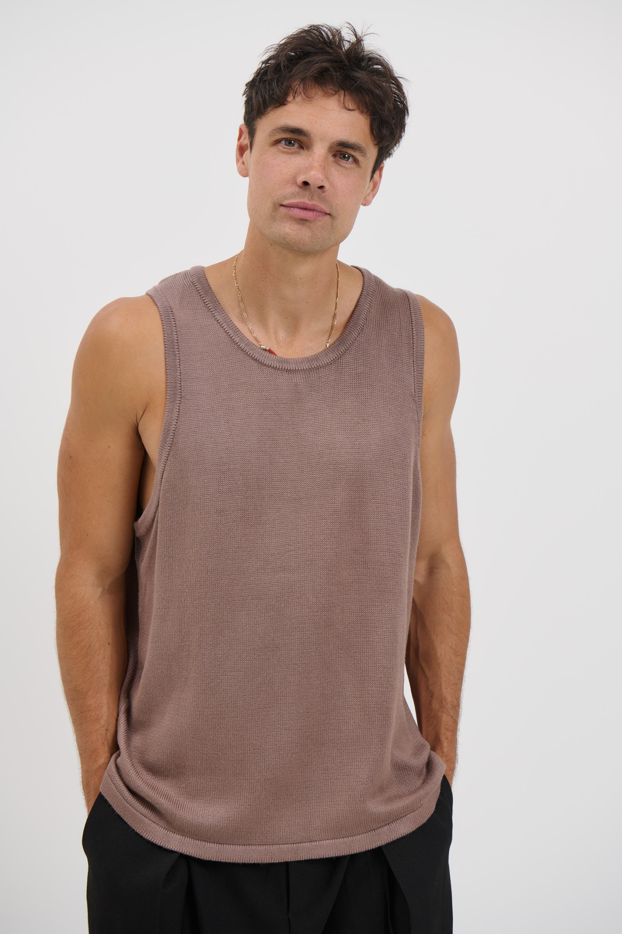 Deran Knitted Tank Choc