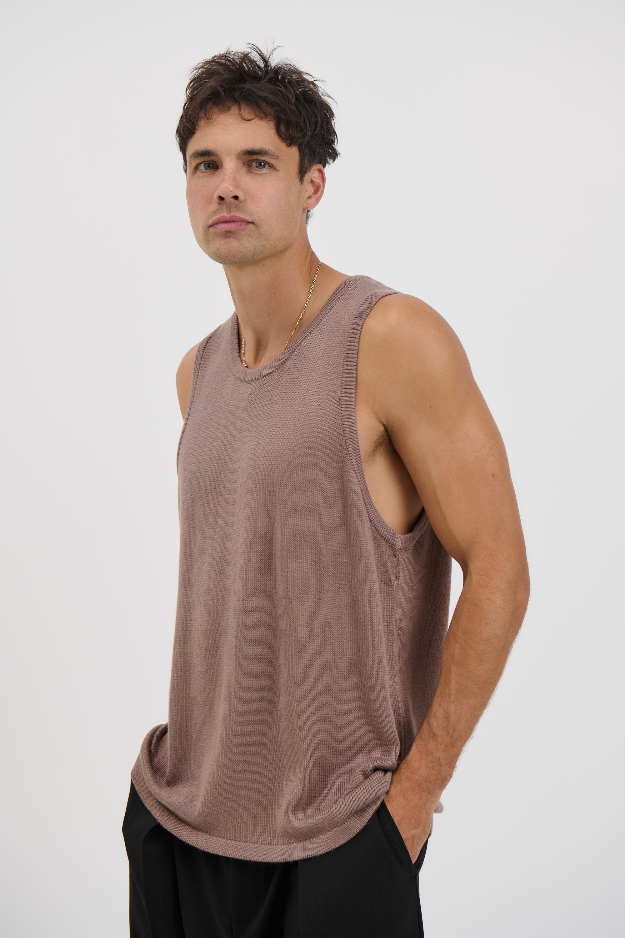 Deran Knitted Tank Choc