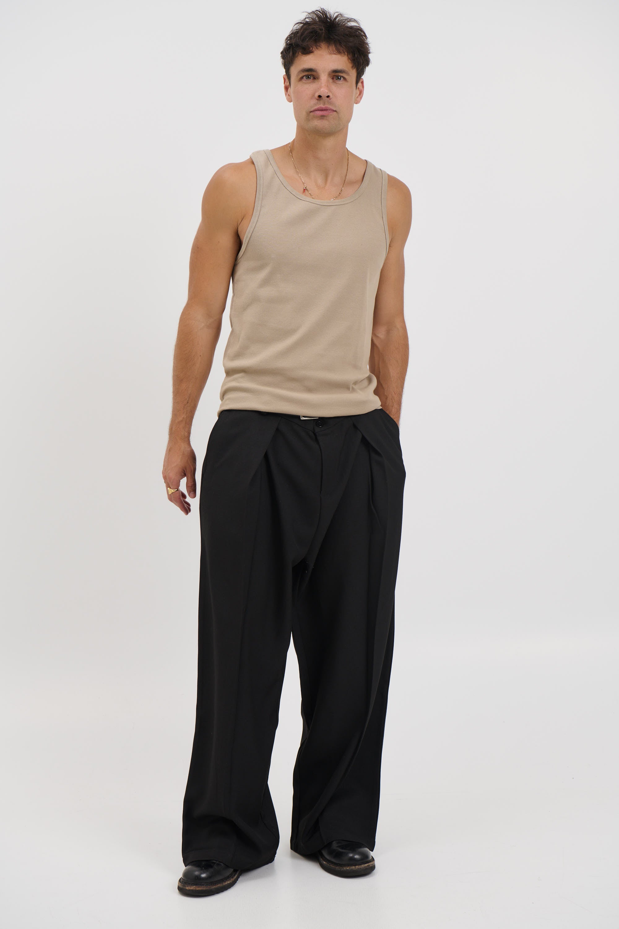 NTH Fitted Ribbed Tank Latte