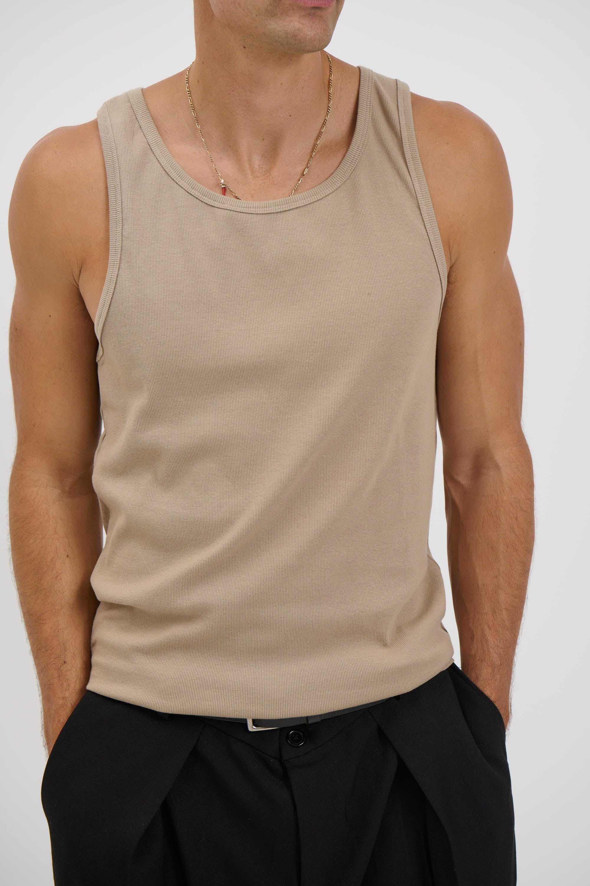 NTH Fitted Ribbed Tank Latte