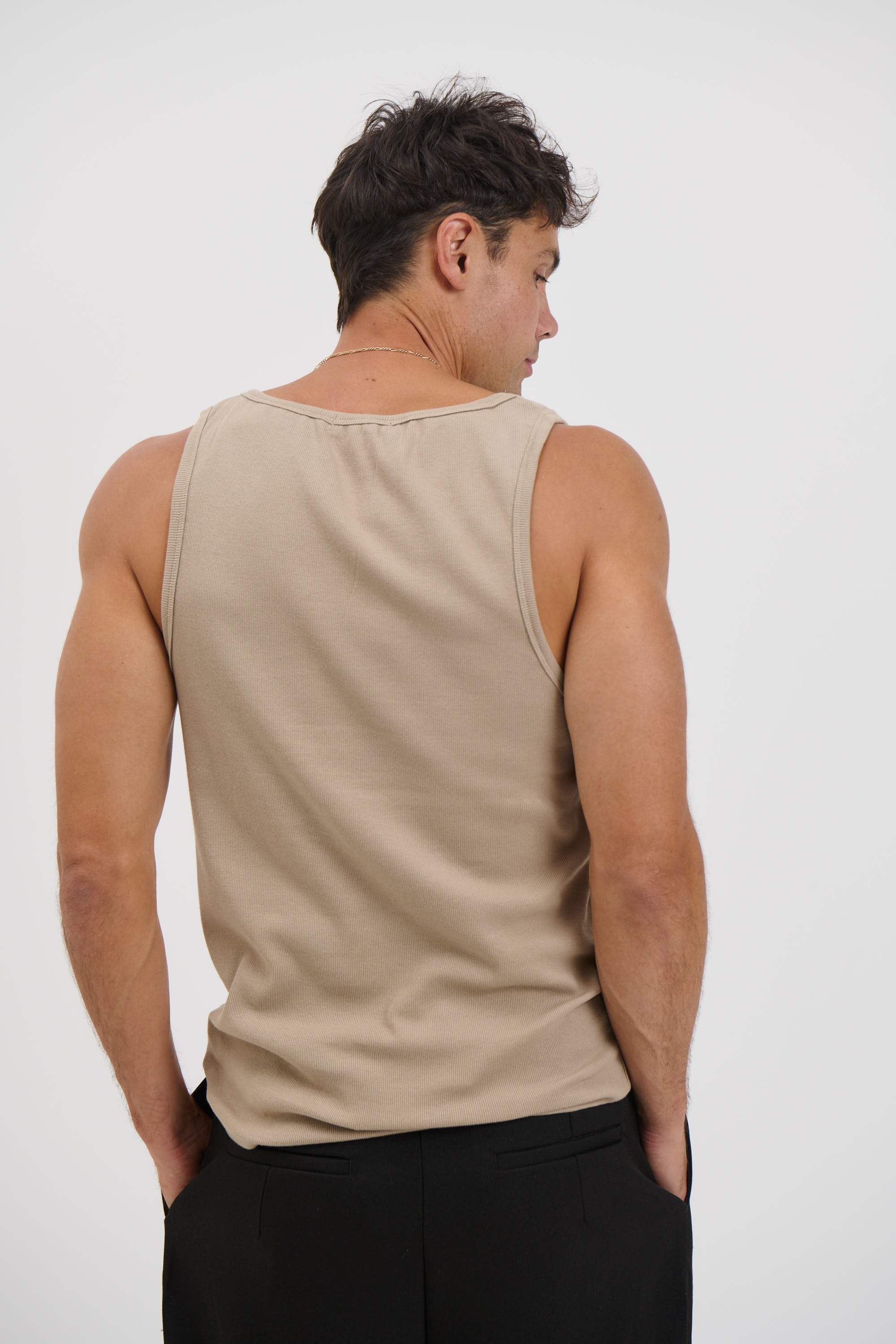 NTH Fitted Ribbed Tank Latte