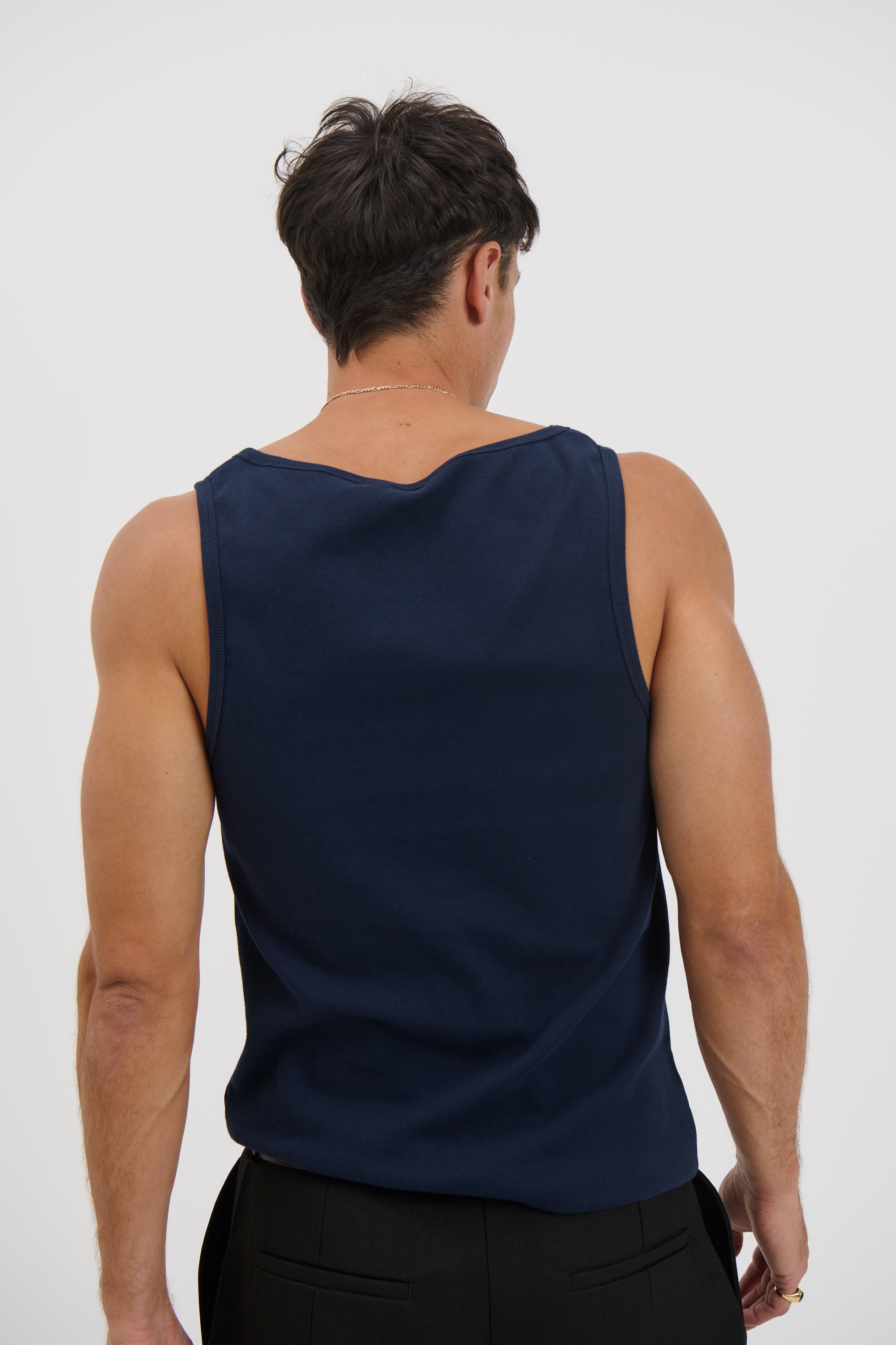 NTH Fitted Ribbed Tank Navy
