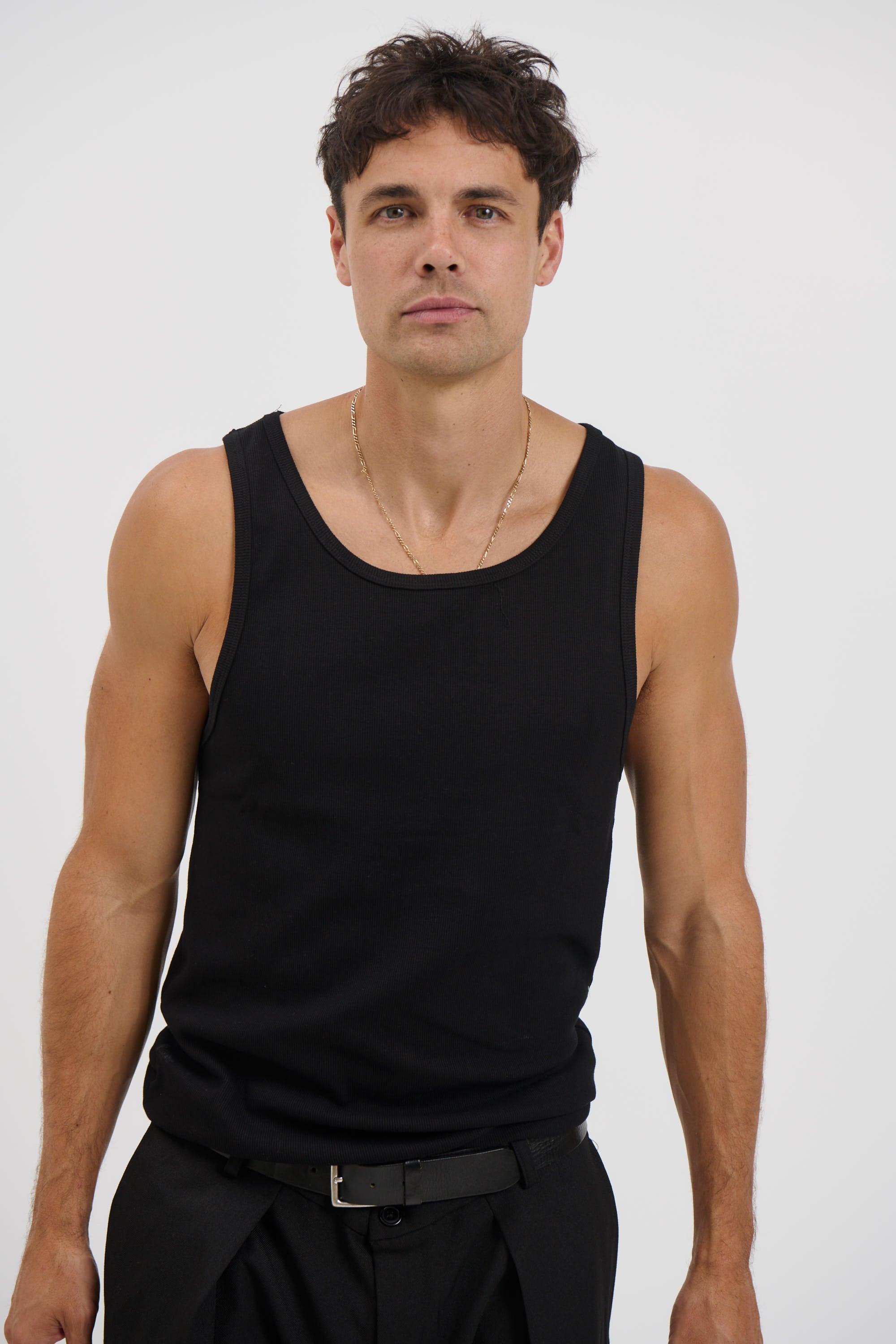 NTH Fitted Ribbed Tank Black