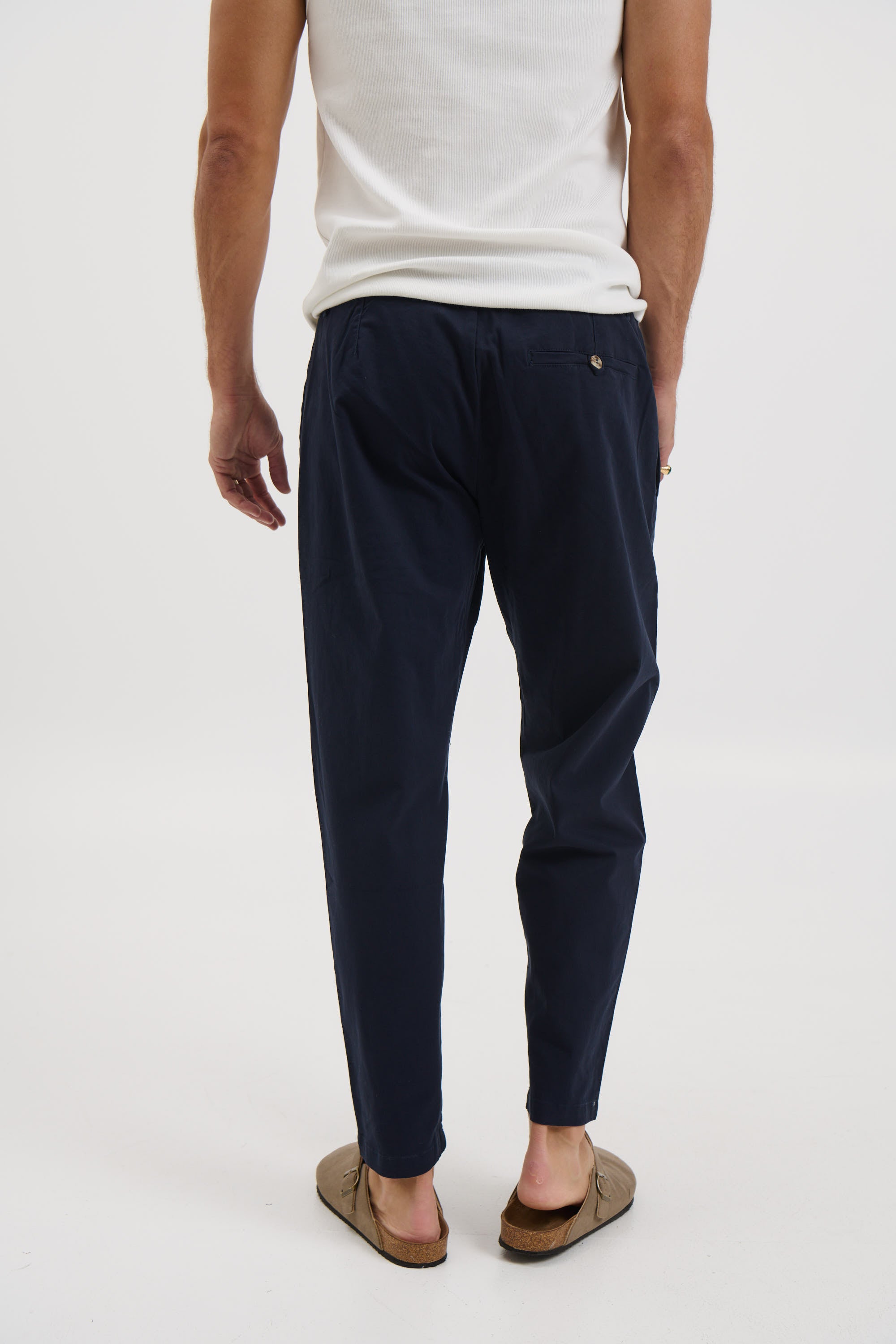 NTH Cropped Pleat Pant Navy