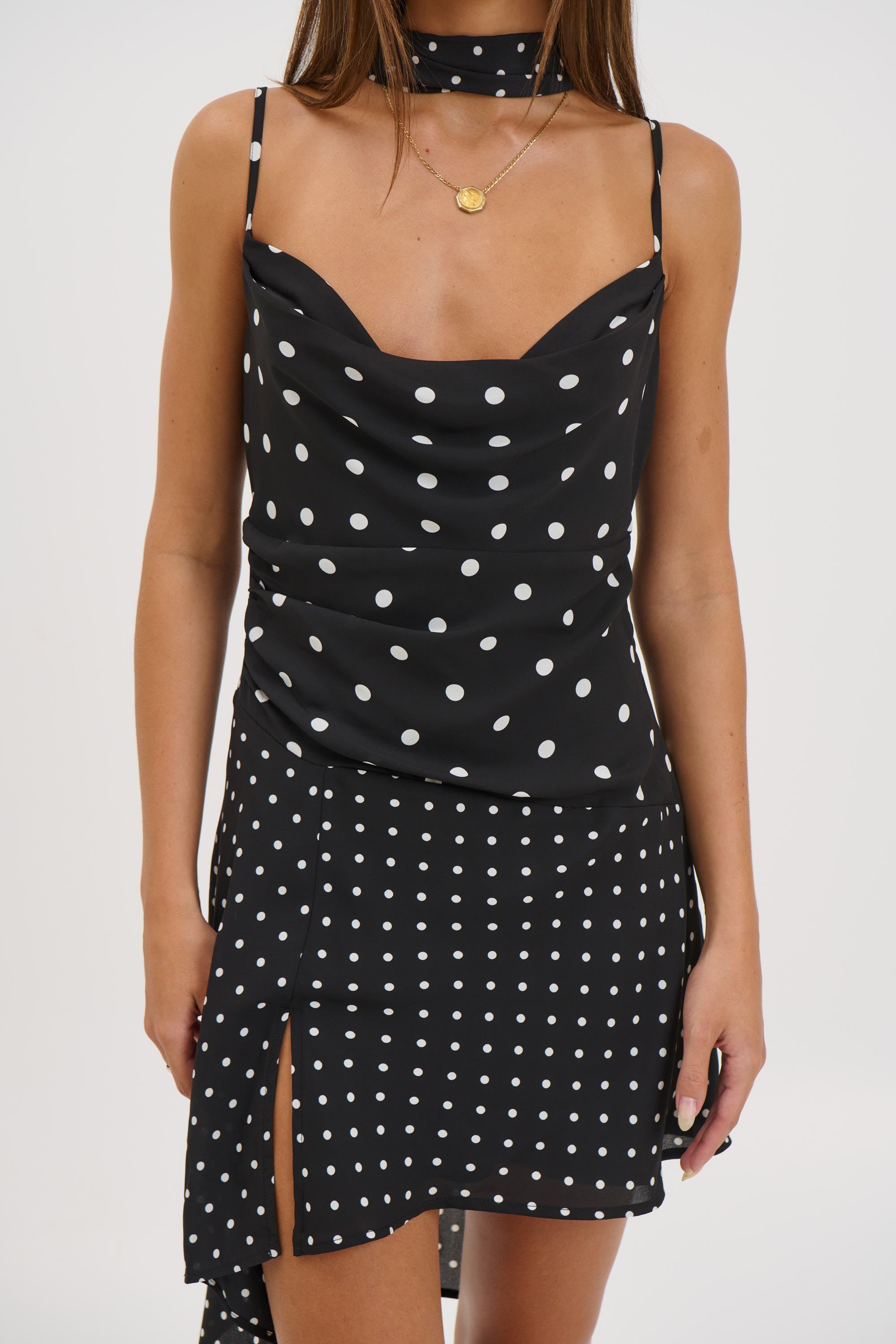 Alora Scoop Dress Black Polka