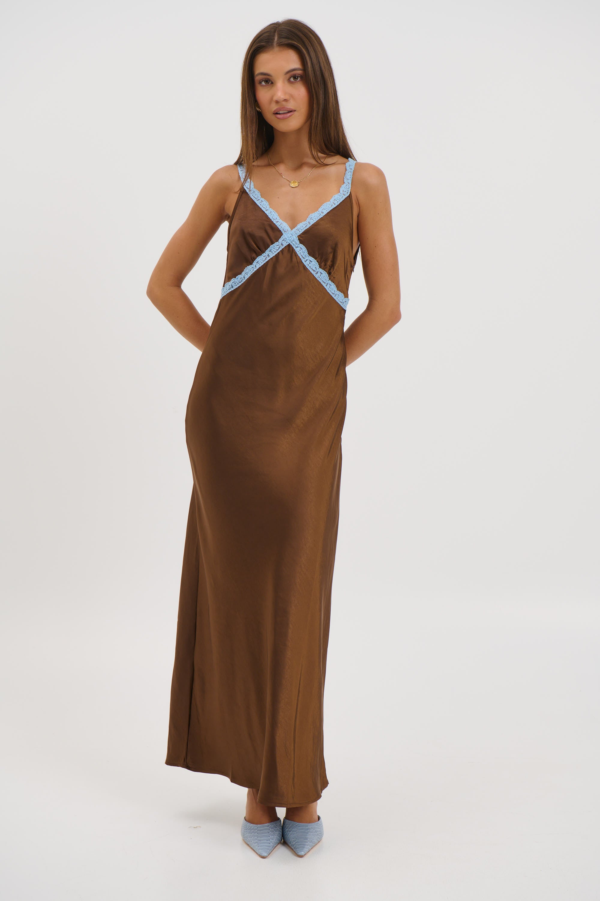 bronze snake brown dress BRONZE SNAKE Ricky cowl neck polka dot mini dress in chocolate brown