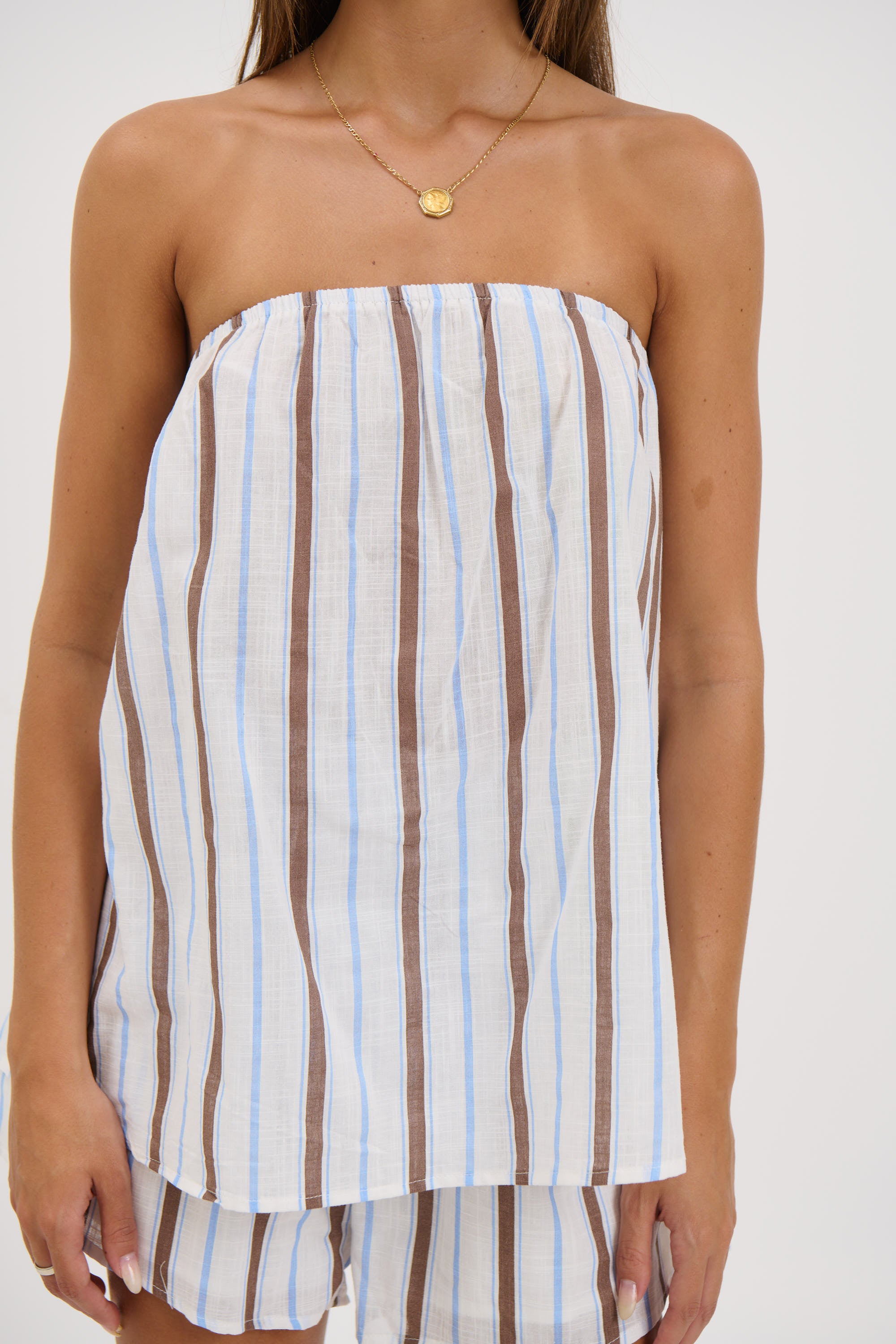 Liberty Strapless Set Chocolate/Blue