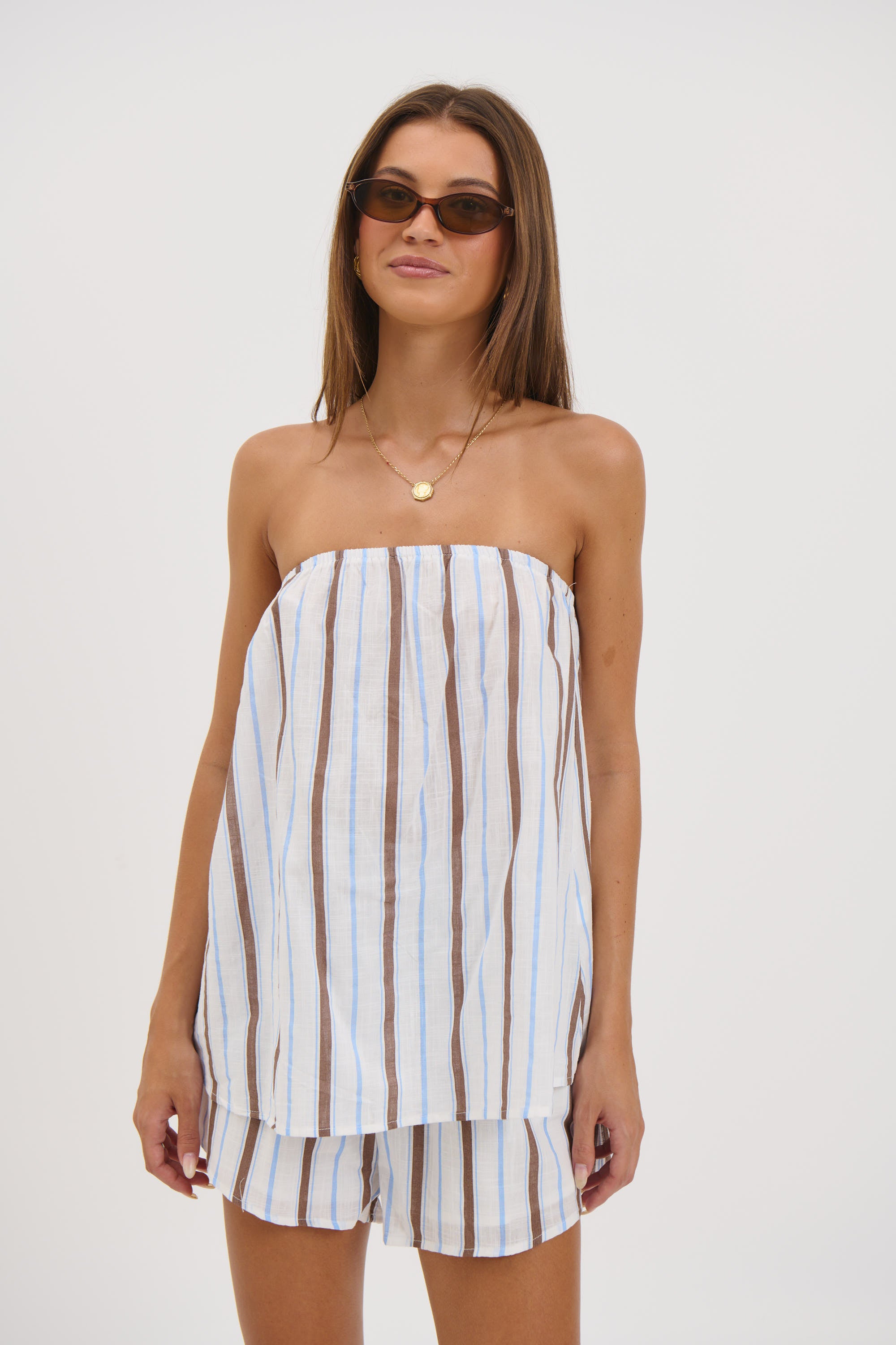 Liberty Strapless Set Chocolate/Blue