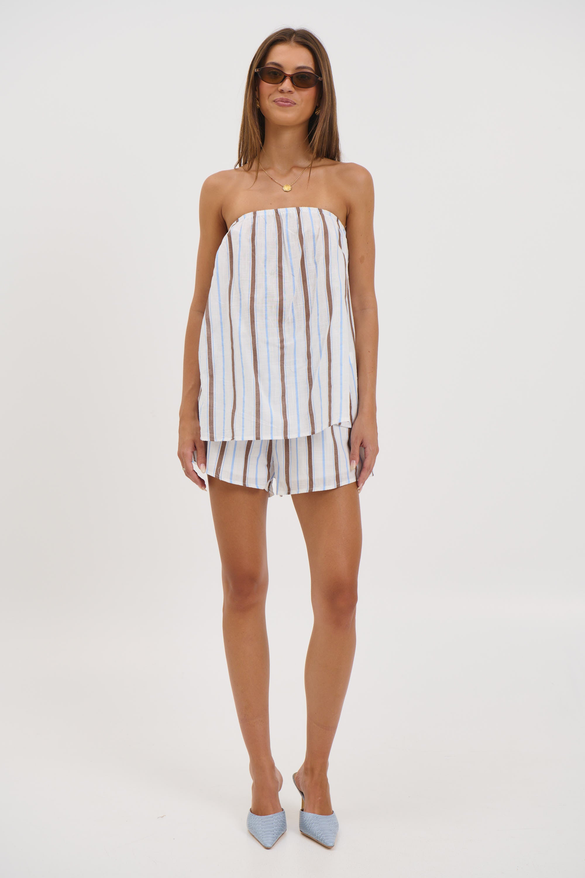 Liberty Strapless Set Chocolate/Blue