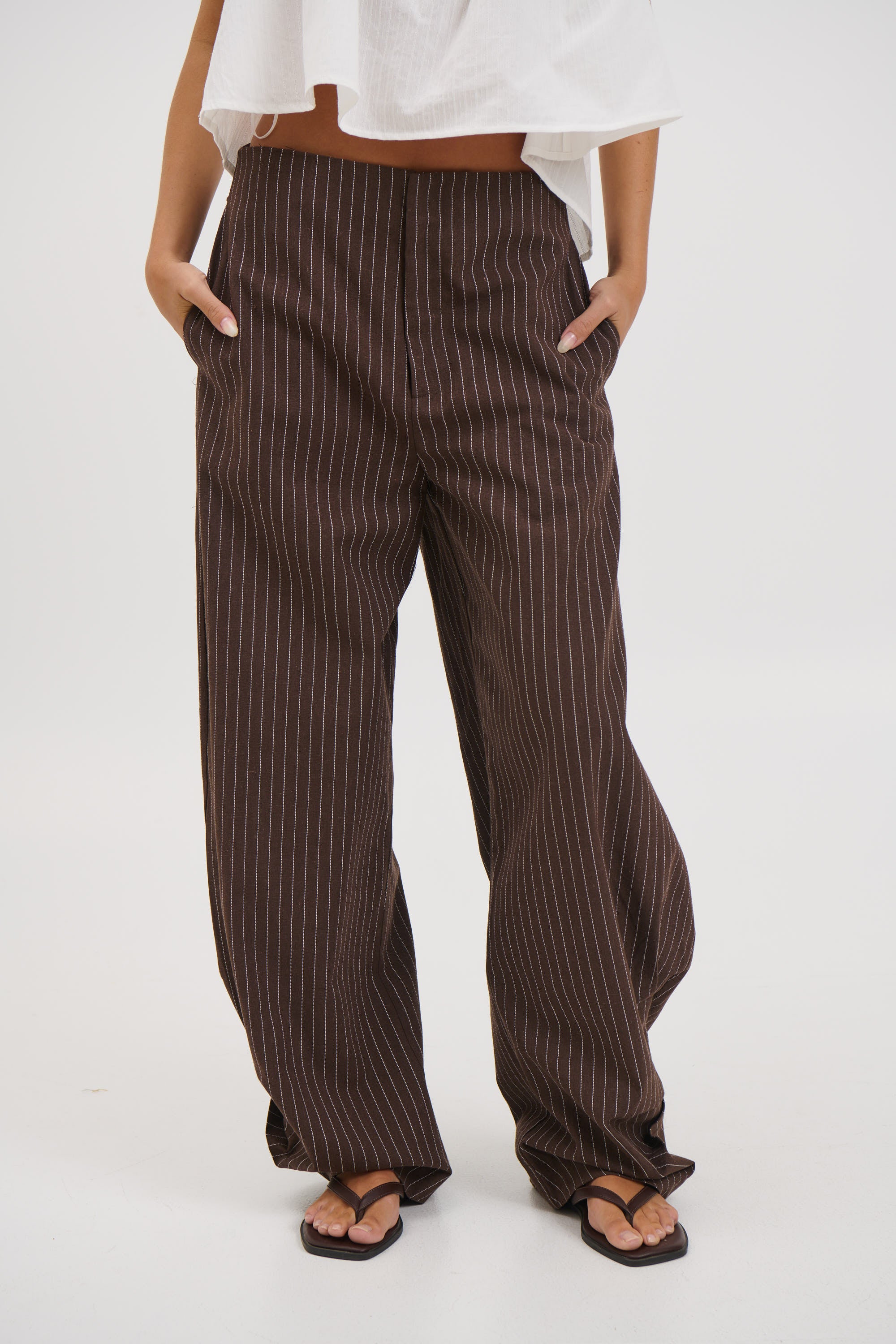 Romley Pinstripe Pant Chocolate