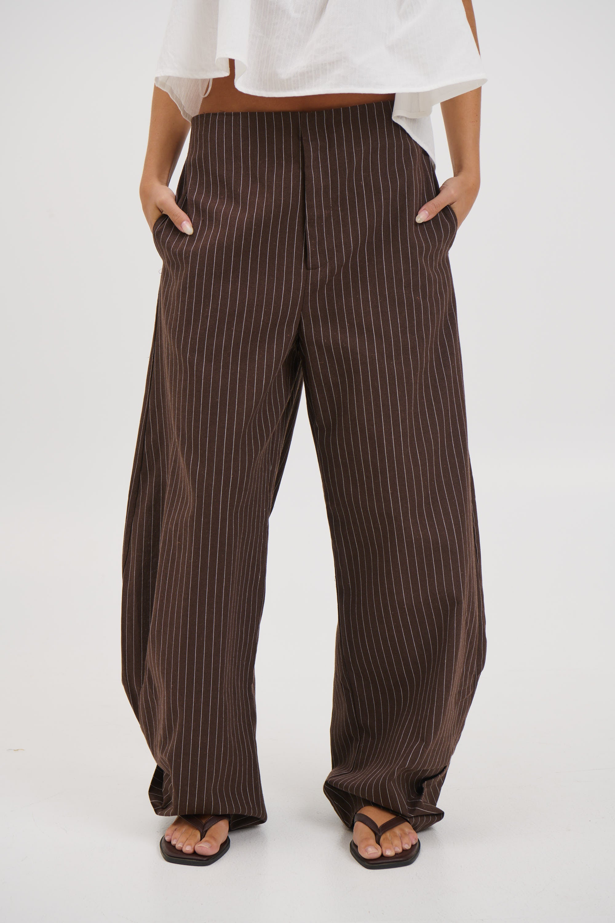 Romley Pinstripe Pant Chocolate