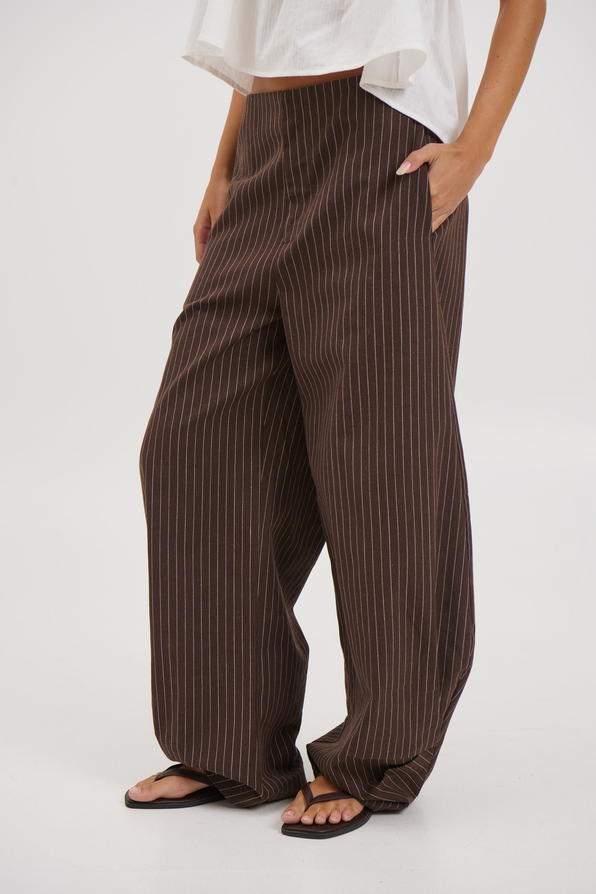 Romley Pinstripe Pant Chocolate